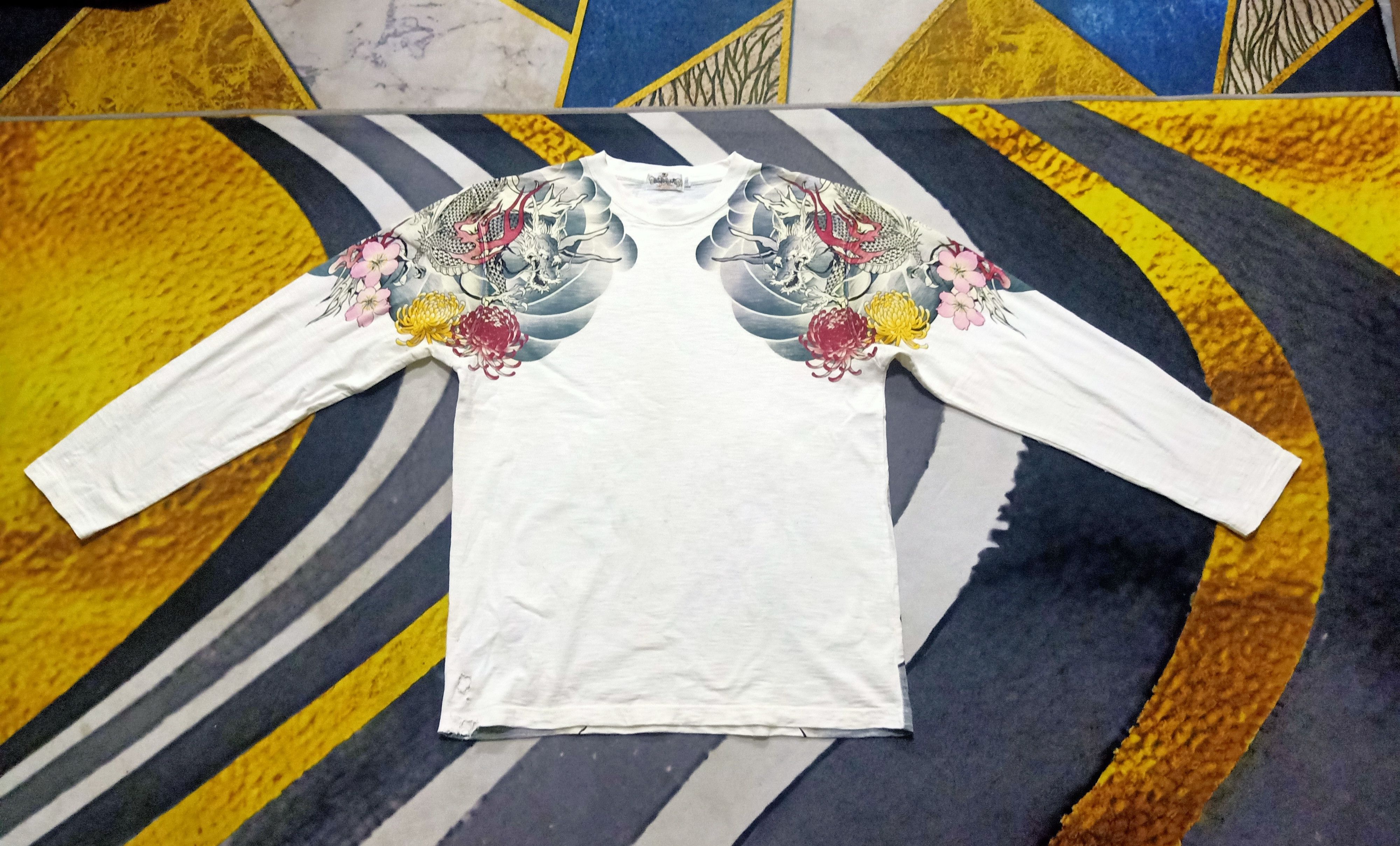 Designer - KARAKURI TAMASHII Dragon embroidery motive Distressed shirt - 4