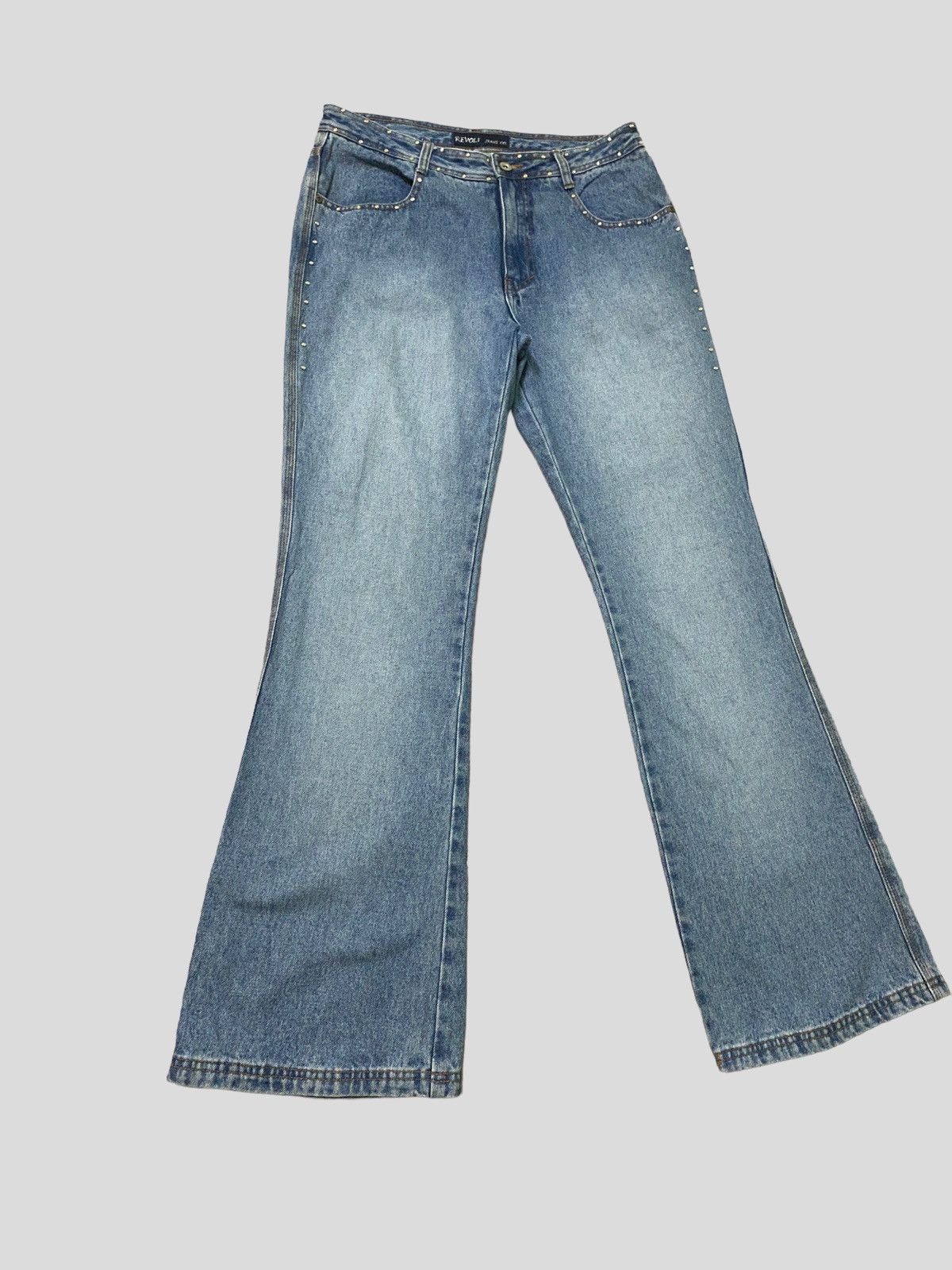 Vintage - Flared REVOLT Stud Design Boot Cut Denim s45k - 1