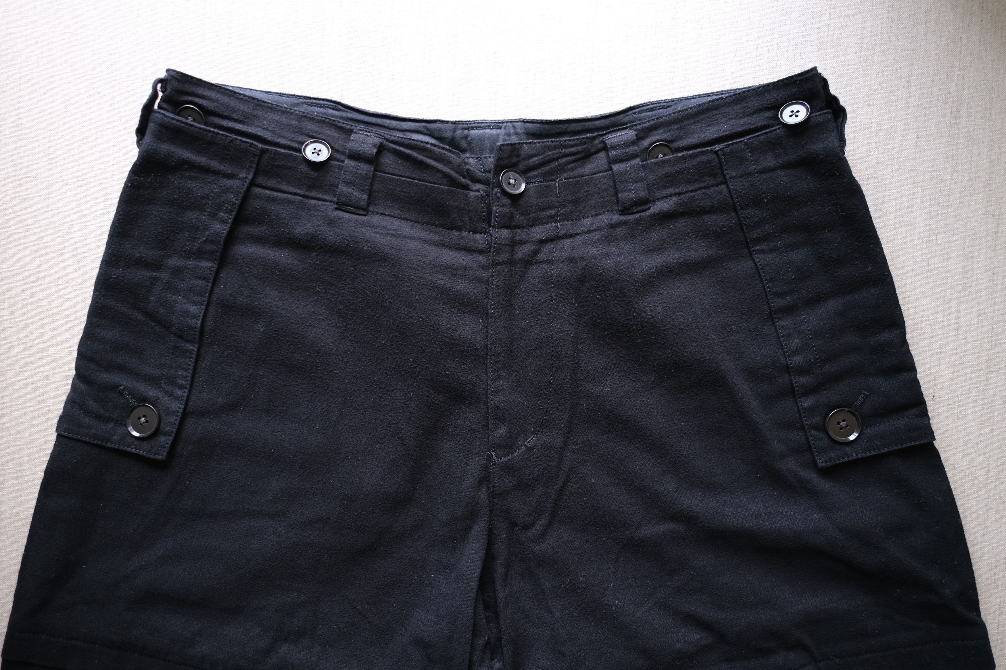 2000s Linen-Cotton Hem Button and Shadowbox Knee Pants - 3