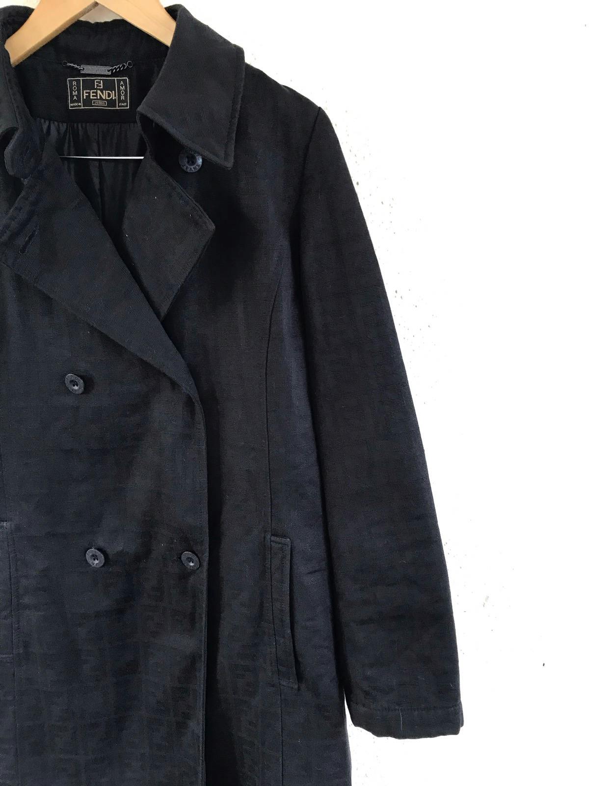FENDI Monogram Zucca Black Trench Coat Long Jacket - 7