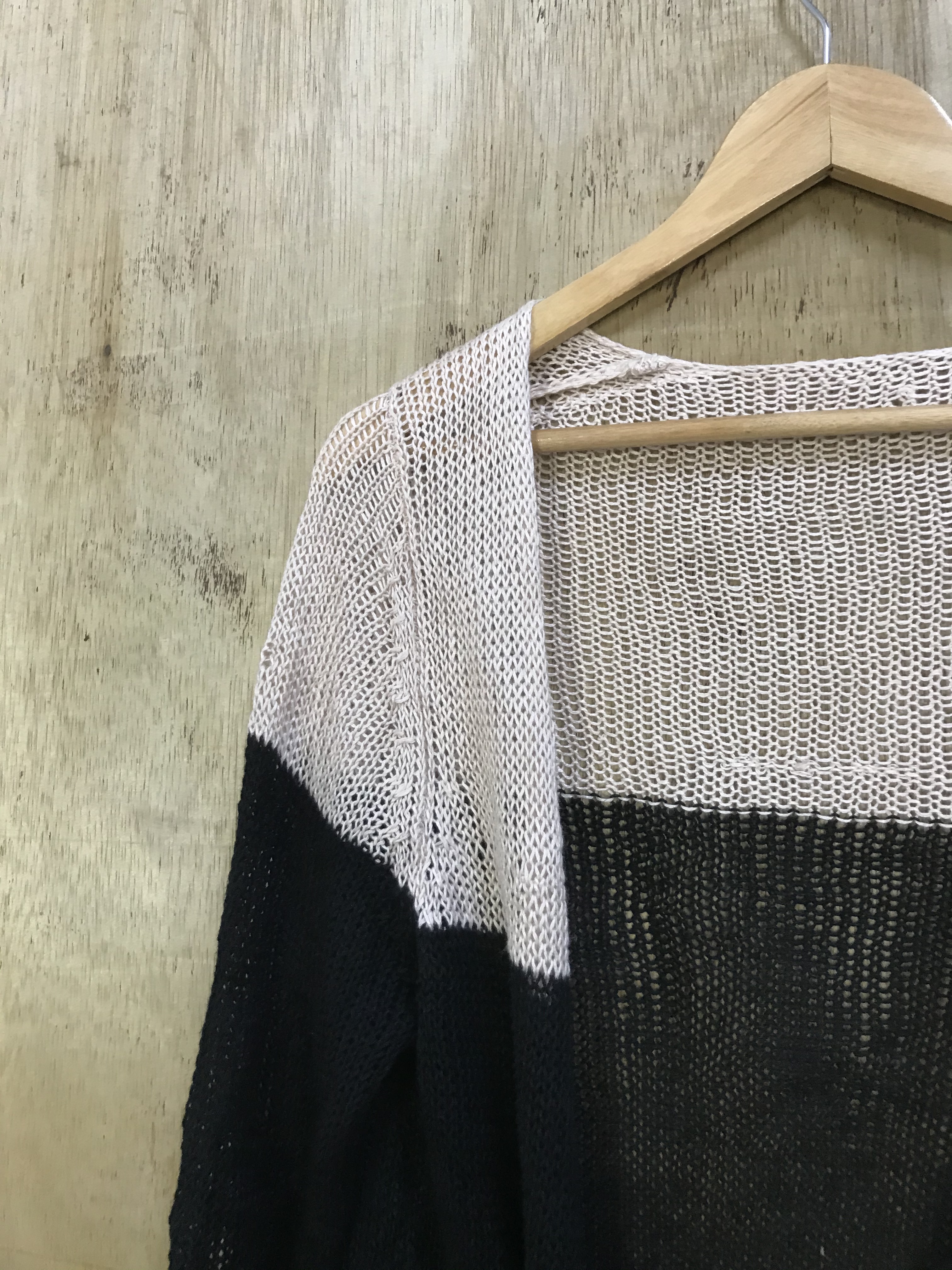 Japanese Brand - Japan Mesh Net Drop Shoulder Open Knit Cardigan - 6