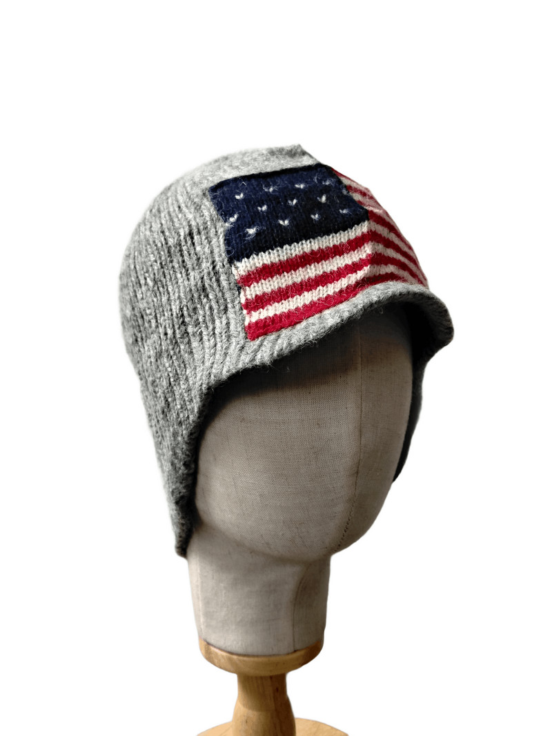 VINTAGE Polo Sport American Flag Knit Visor Beanie Hat - 1