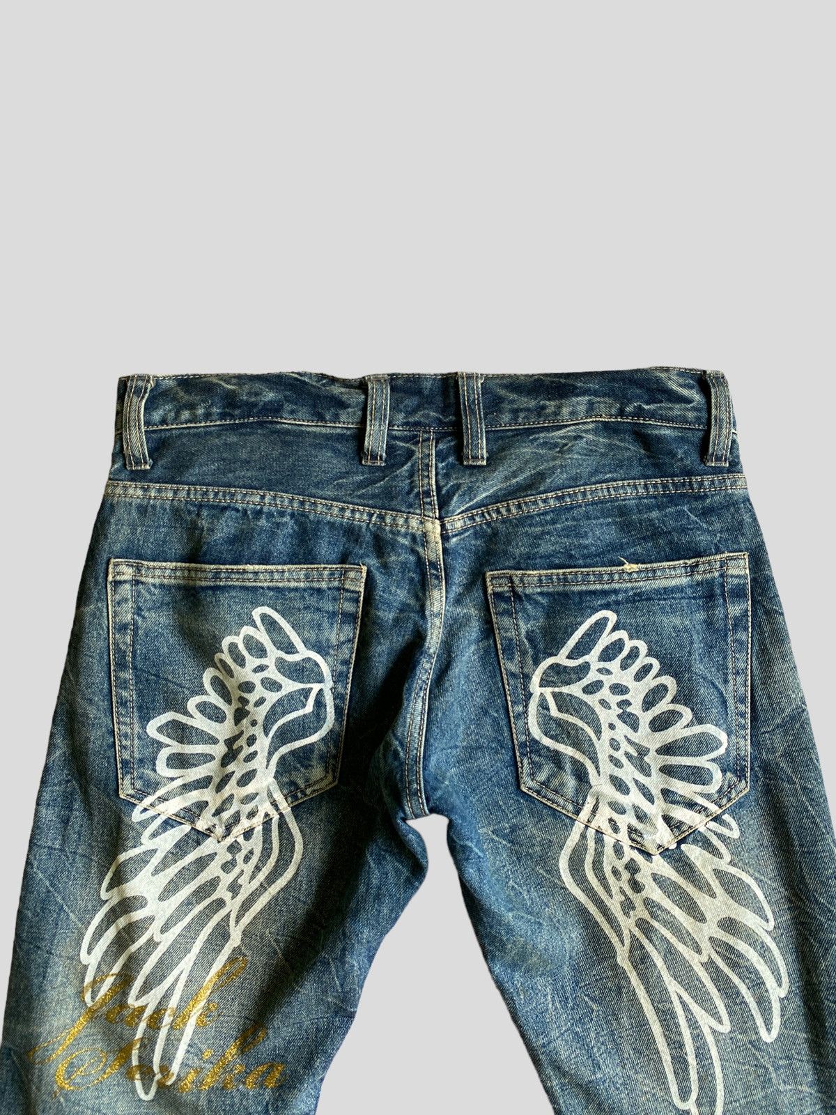 Vintage - Flared JACK SERIKA Wing Printed Low Rise Boot Cut Denim - 12