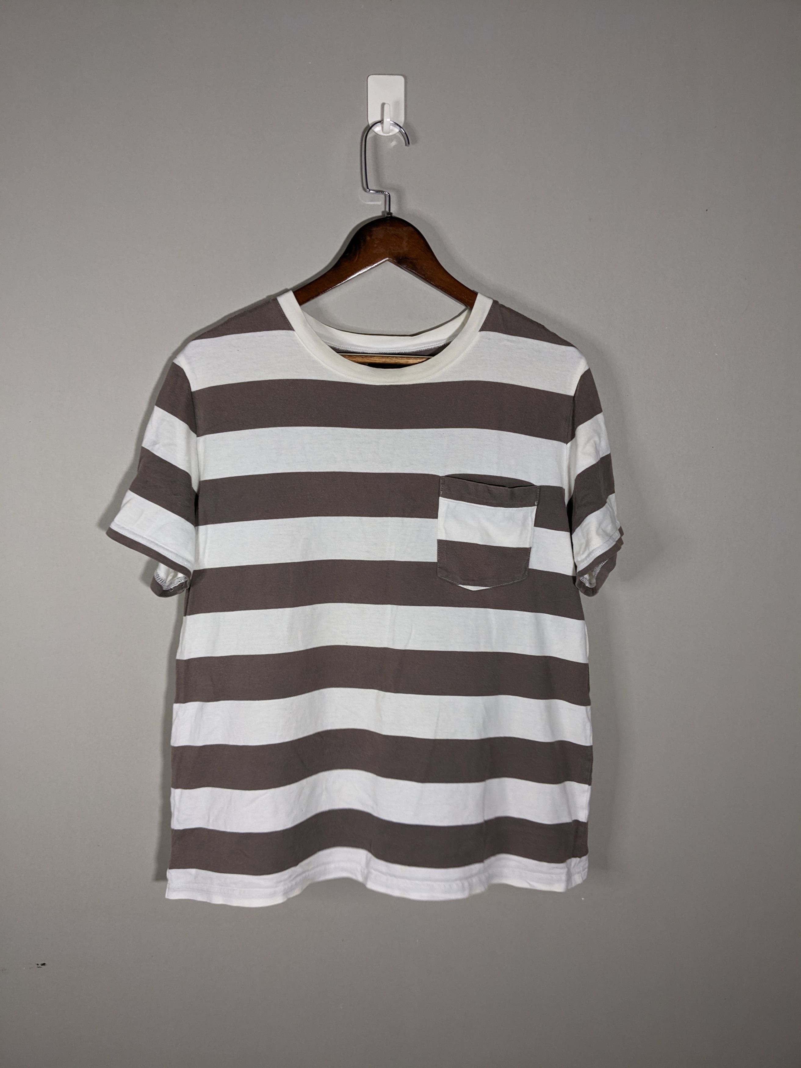 Number Nine Striped Gray White Pocket T-Shirt - 1