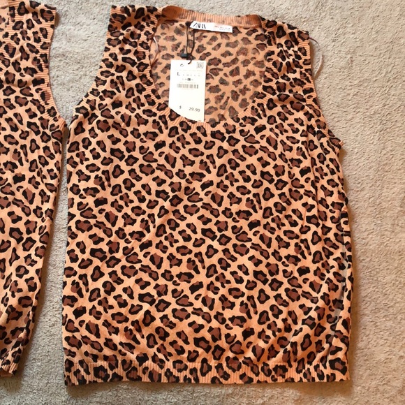 Zara Leopard Print Knit Top - 12