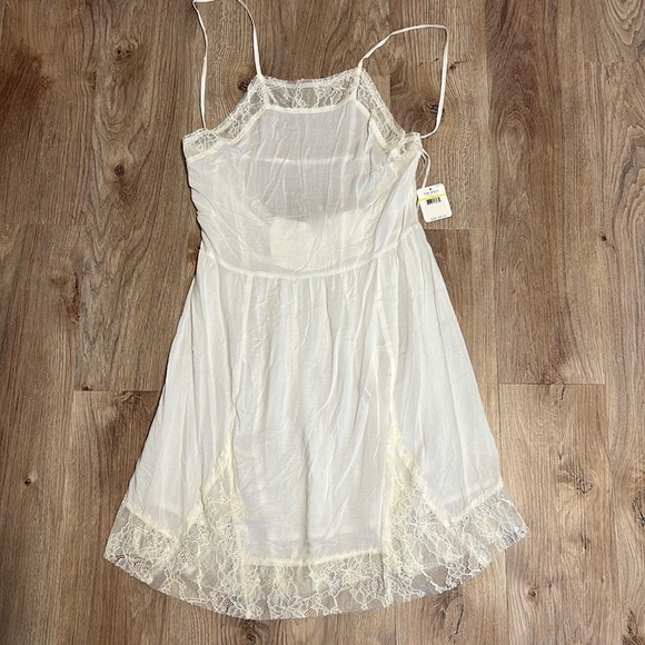 Free People Lace Insert Swing Slip Dress in Ivory - 9