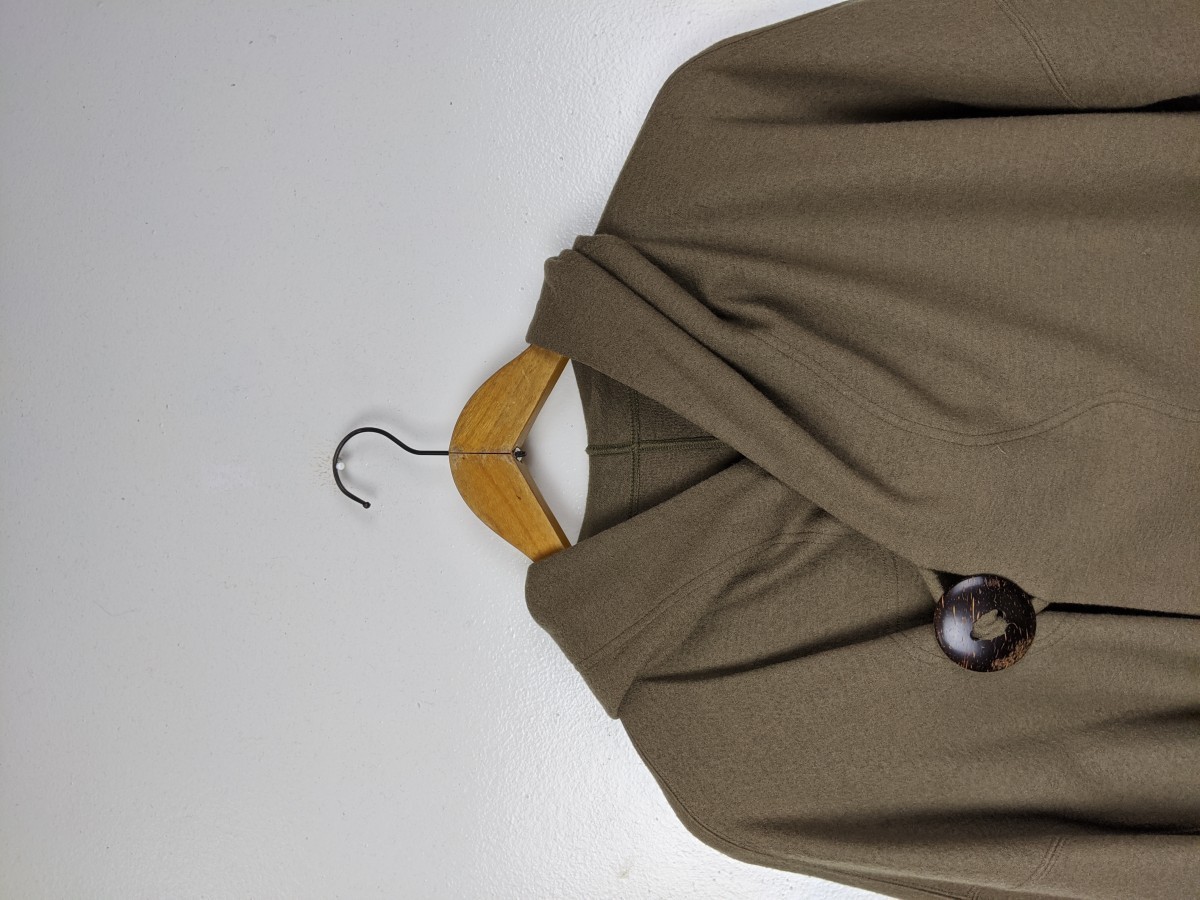 Green - Jurgen Lehl Asymmetrical One Button Coat Jacket Wool - 2