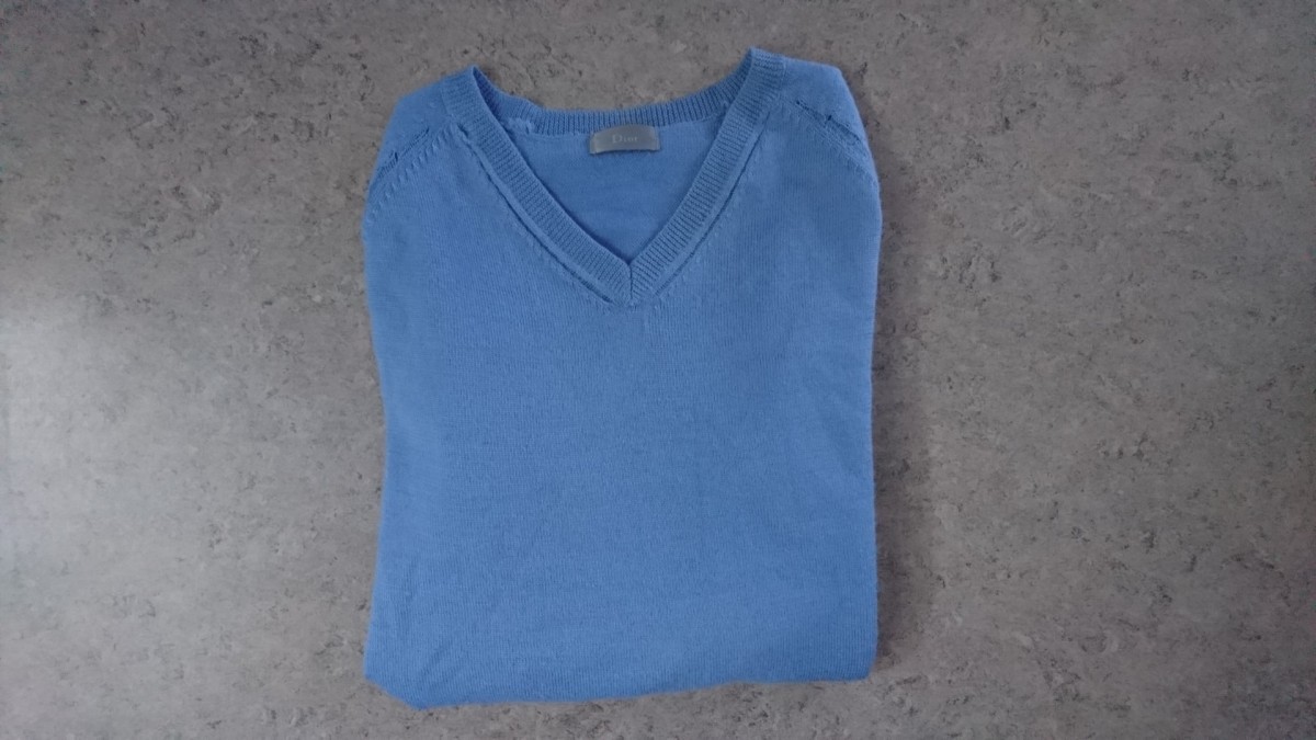 Rare Hedi Slimane Distressed Light Blue Sweater EU46 - 4