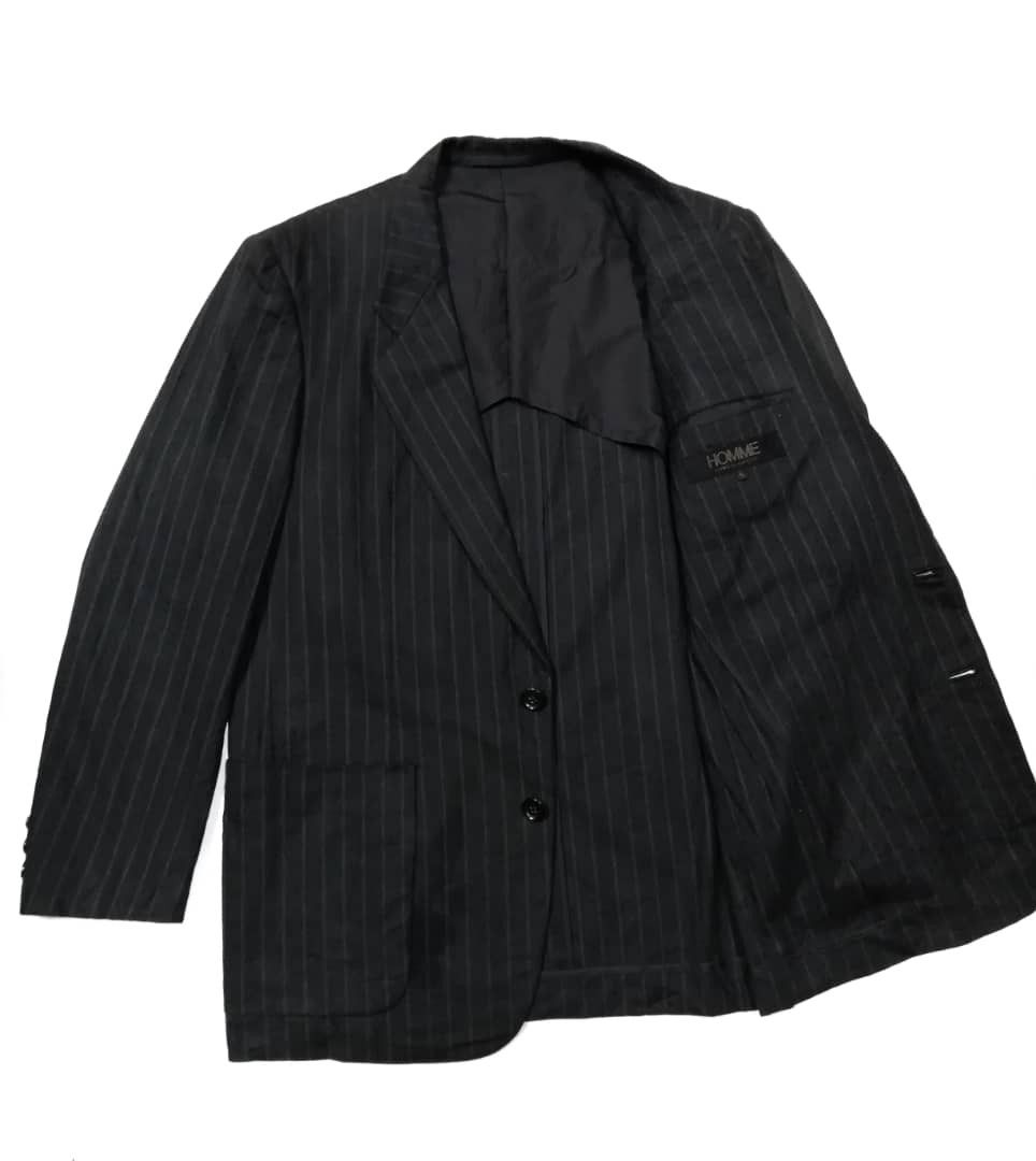 Rei Kawakubo - 80s CDG Homme Striped Wool Blazer Jacket - 1