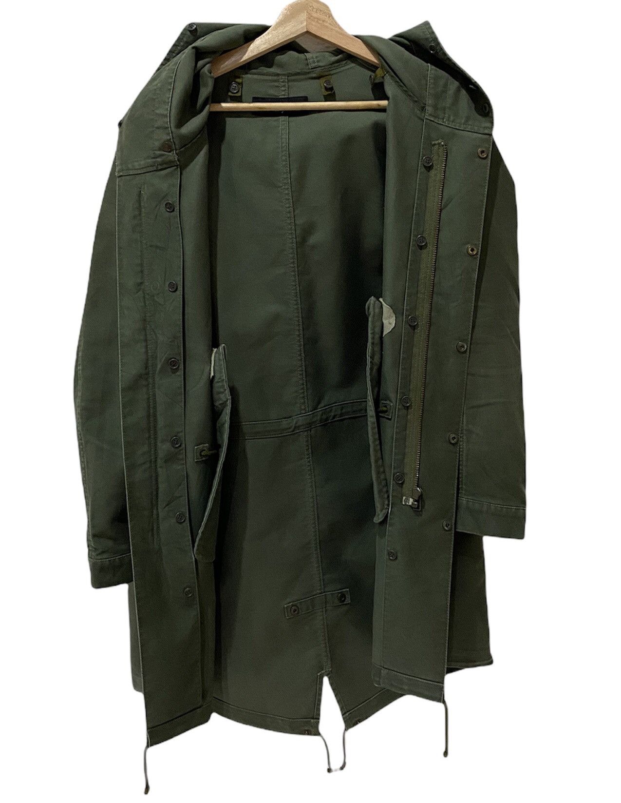 VINTAGE JOURNAL STANDARD ARMY GREEN DRAWSTRING PARKA JACKET - 4