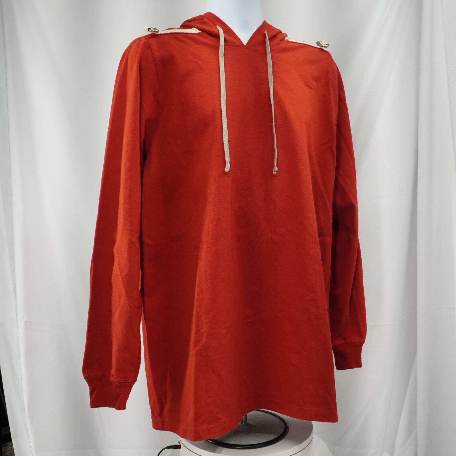 Knit Hoodie Sweater Longline Cardinal Red Natural D Rings - 18