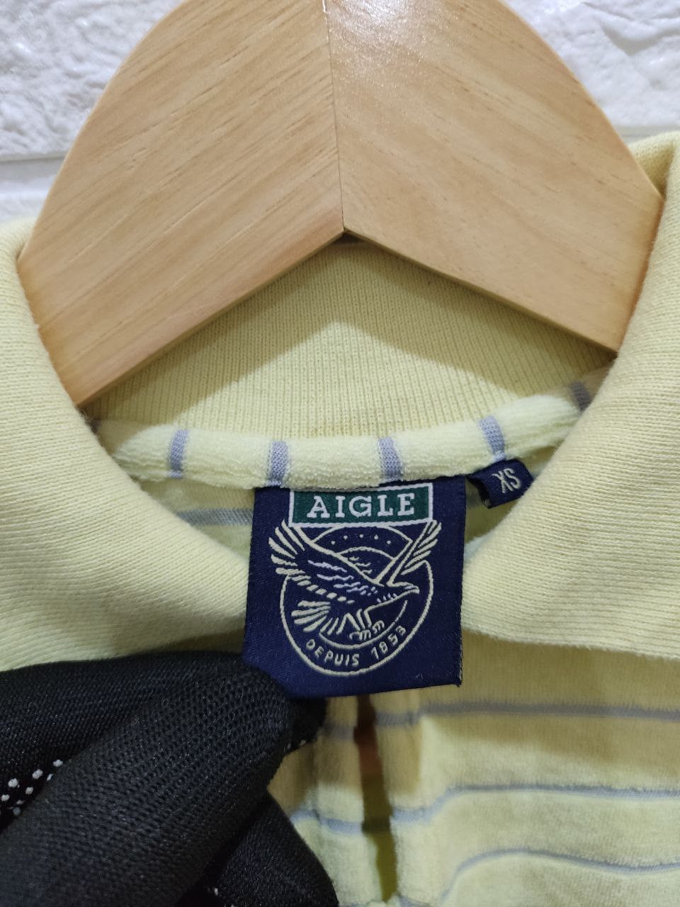 Vintage - Aigle Yellow Striped Made in Japan Polo Tee - 7