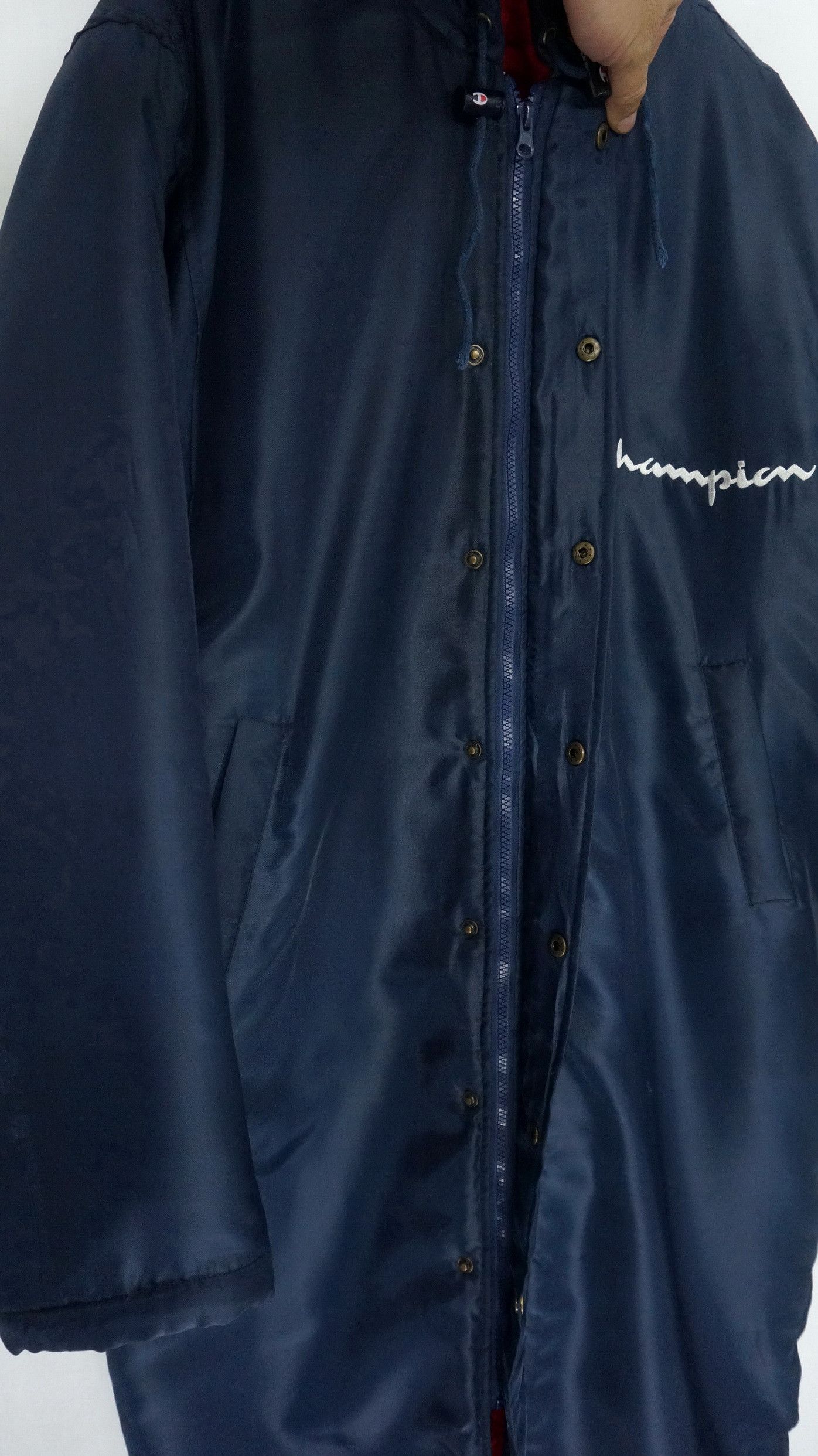 Vintage CHAMPION Long Jacket Big Logo Embroidery - 11