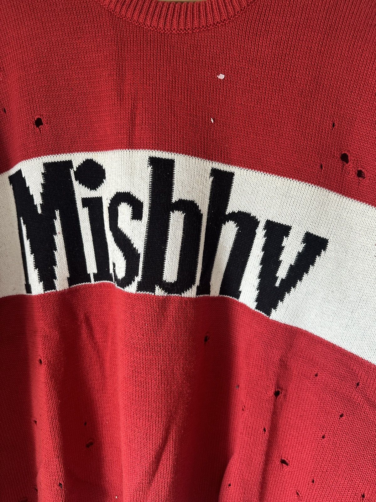 MISBHV Distressed Knitted Red Sweater - 3