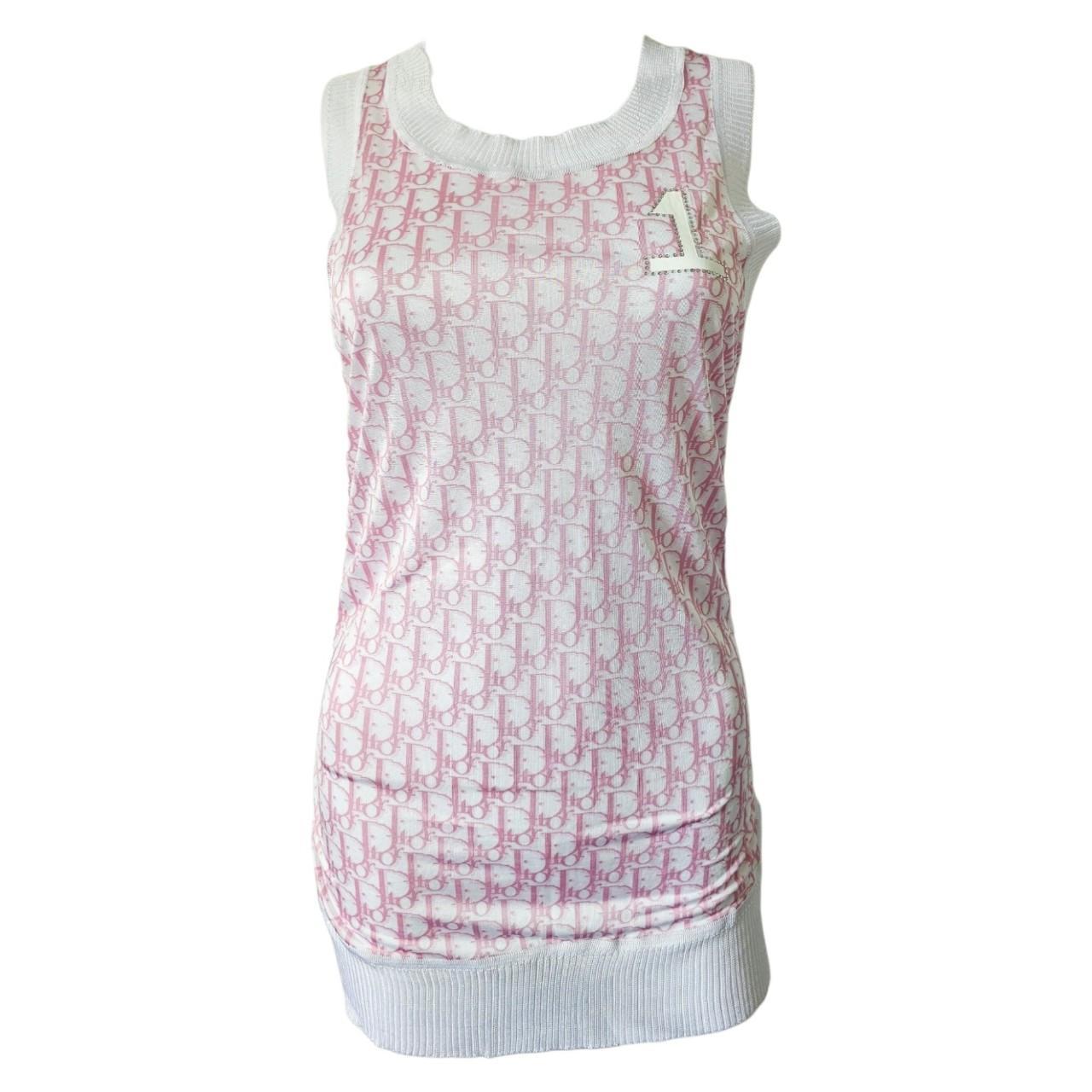 Dior Women's White and Pink Dress - 1