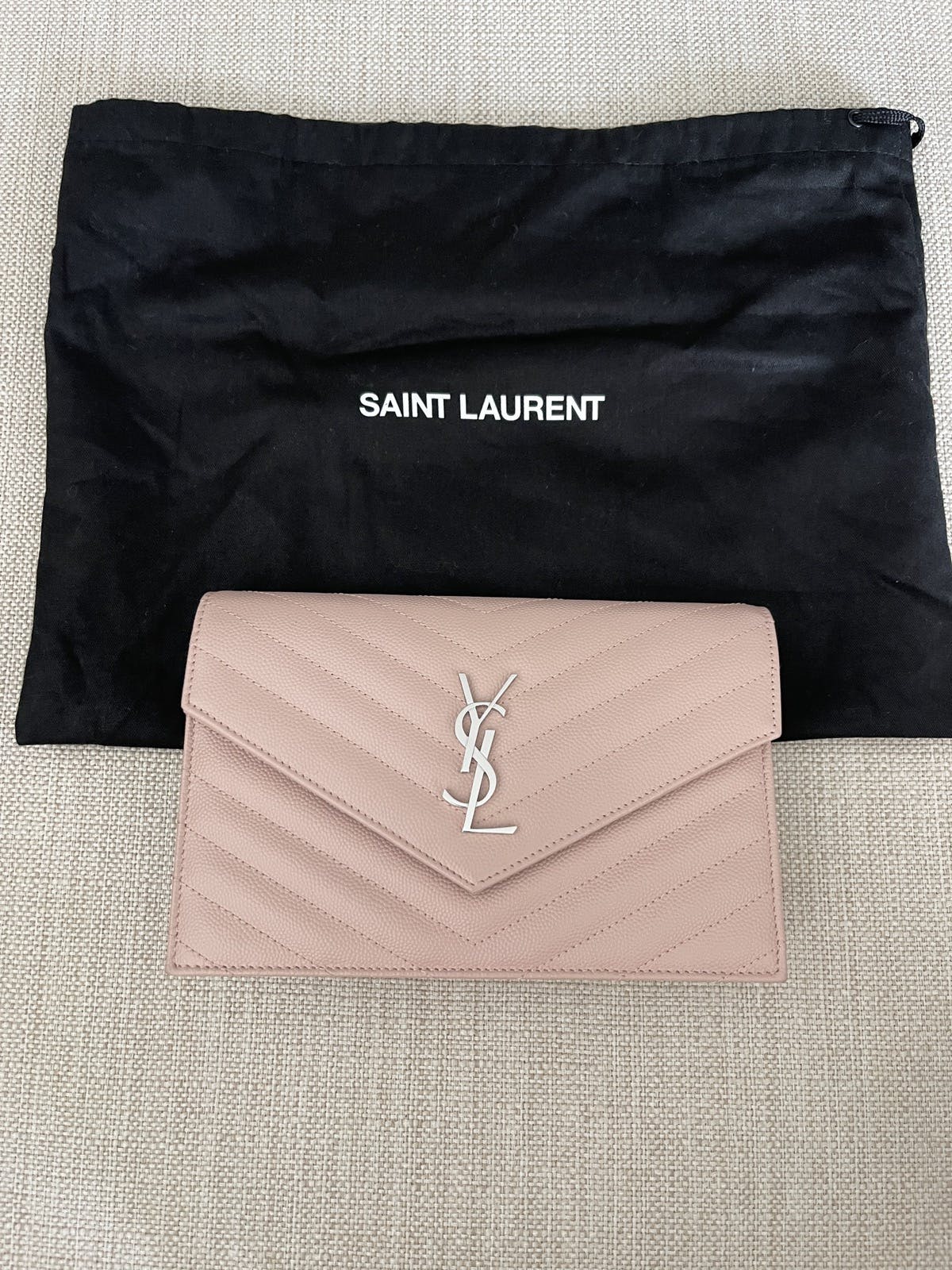 Yves Saint Laurent Bags Ysl Caviar Wallet On Chain In Nude - 1
