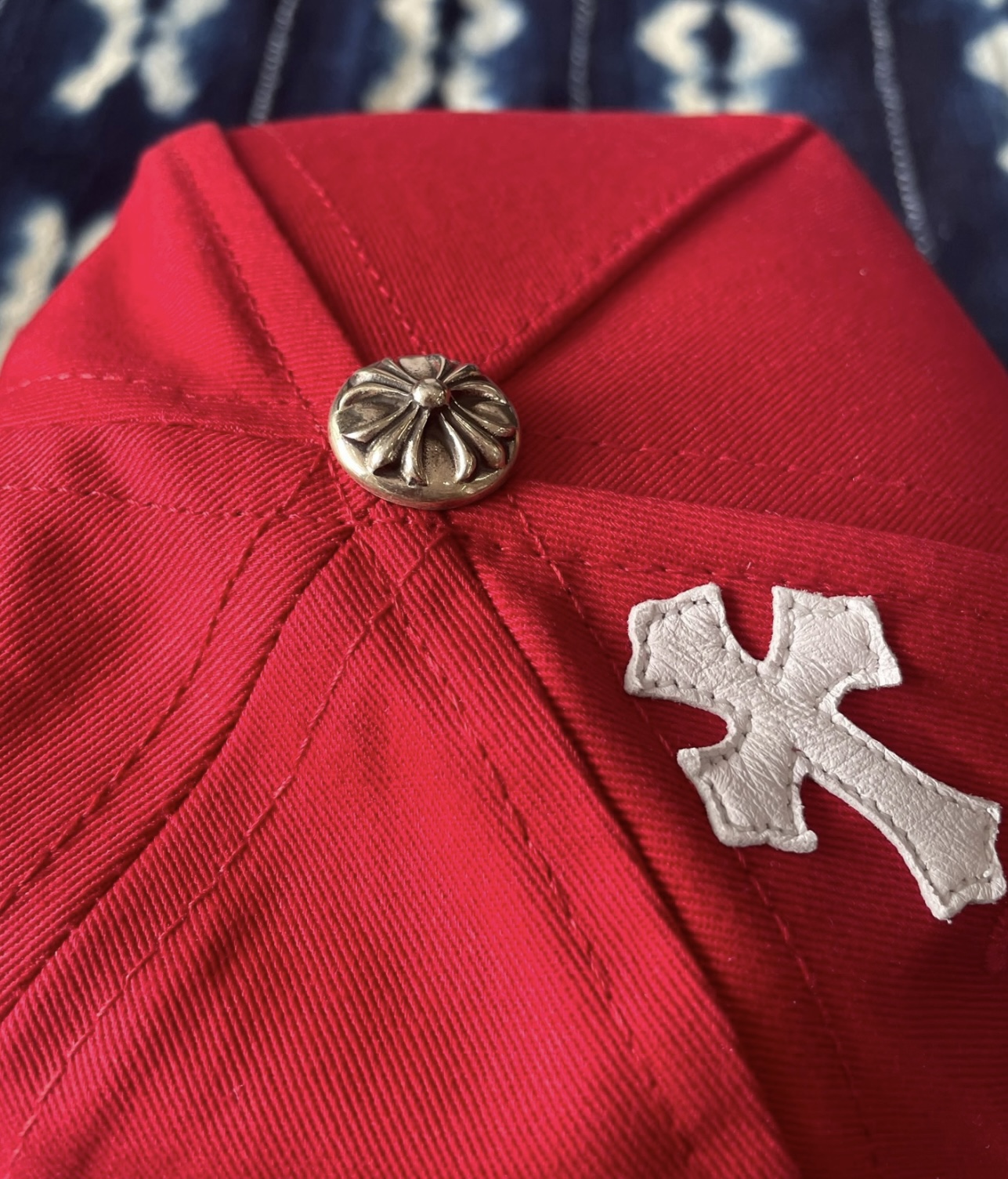Chrome Hearts Red Cap with White Cross Patch - 4