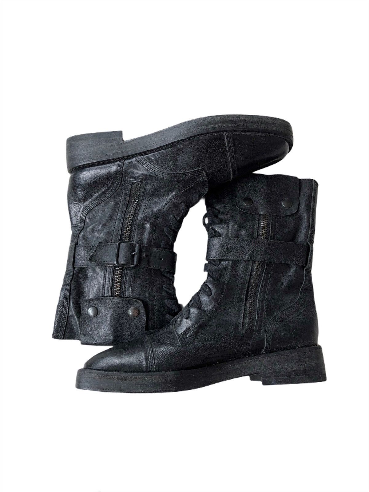 ANN DEMEULEMEESTER 🇮🇹 Leather Tactical Combat Boots - 3