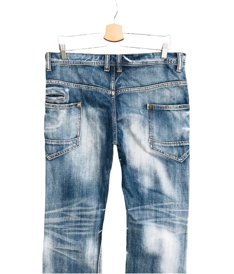 PLAG PLAG by Tete Homme Issey Miyake distressed jean Herringbone Thunderstorm faded wash Low-Rise St - 2