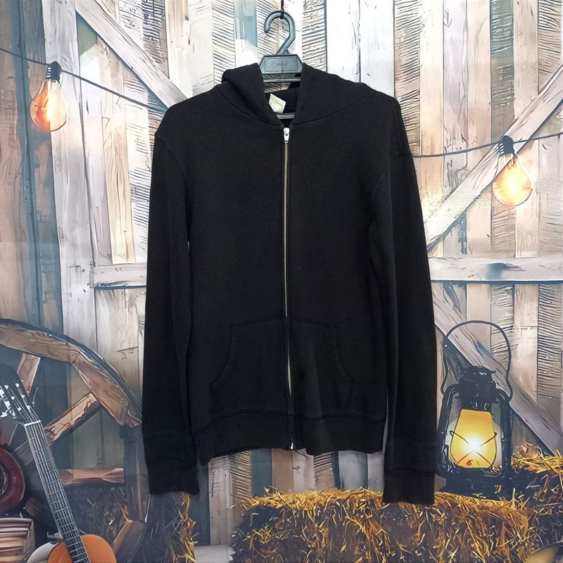 N. HOOLYWOOD Plain Black Zipper Hoodie Sweatshirt - 1