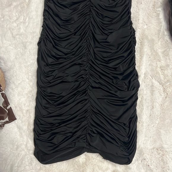 Vintage Marciano Strapless Black Ruched Body-con Dress - 3