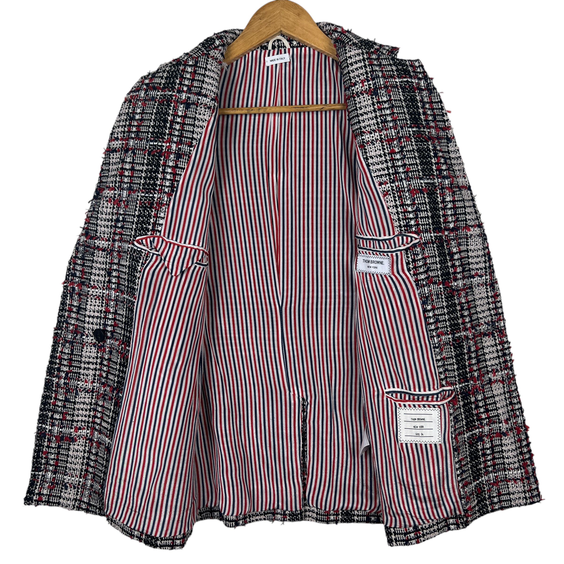 Thom Browne Red Prince of Wales Tweed Sack Blazer  - 6