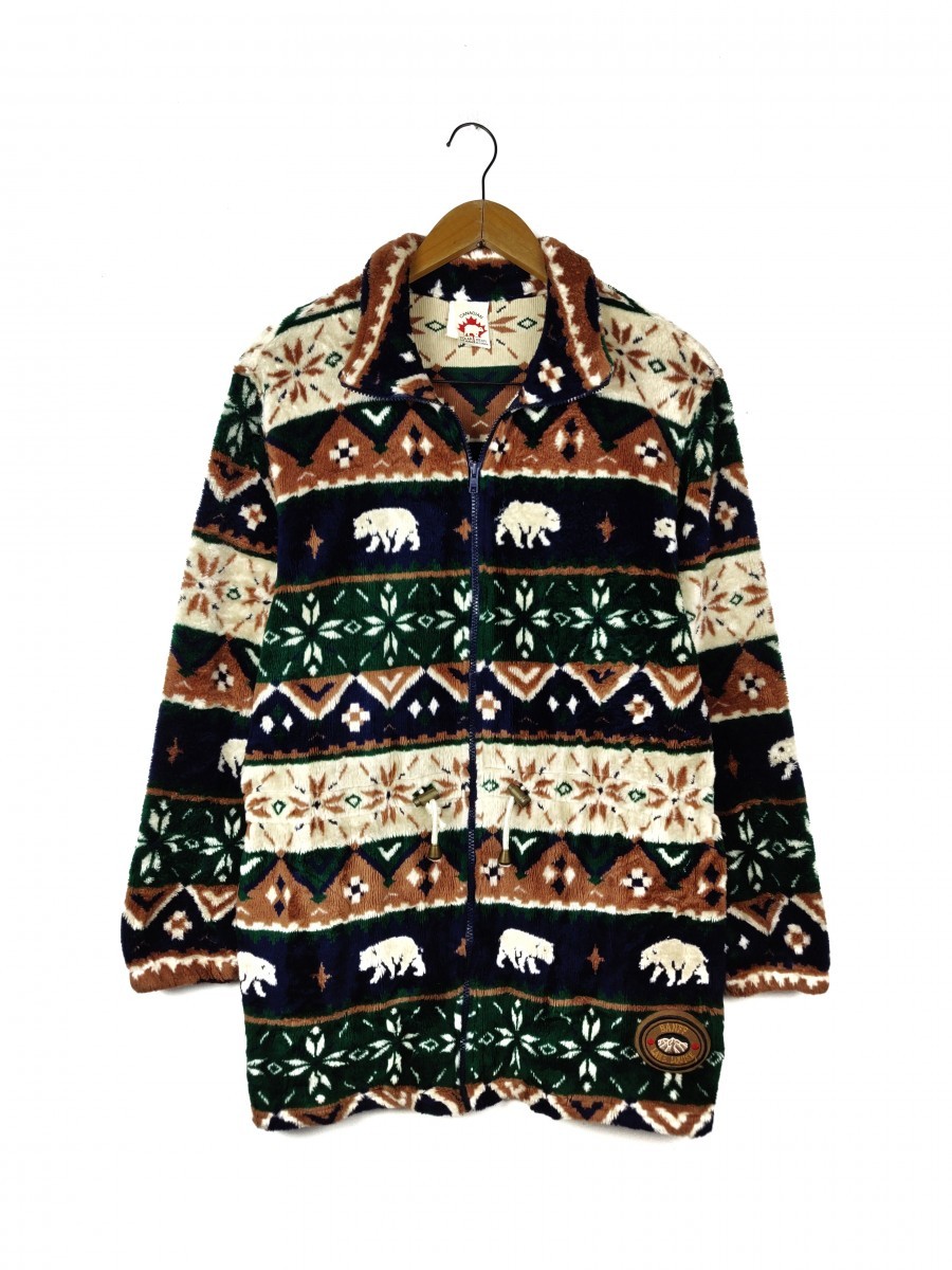 Canadian Sweater - Final Drop! Vintage Canadian Polar Bear Fleece Jacket - 1