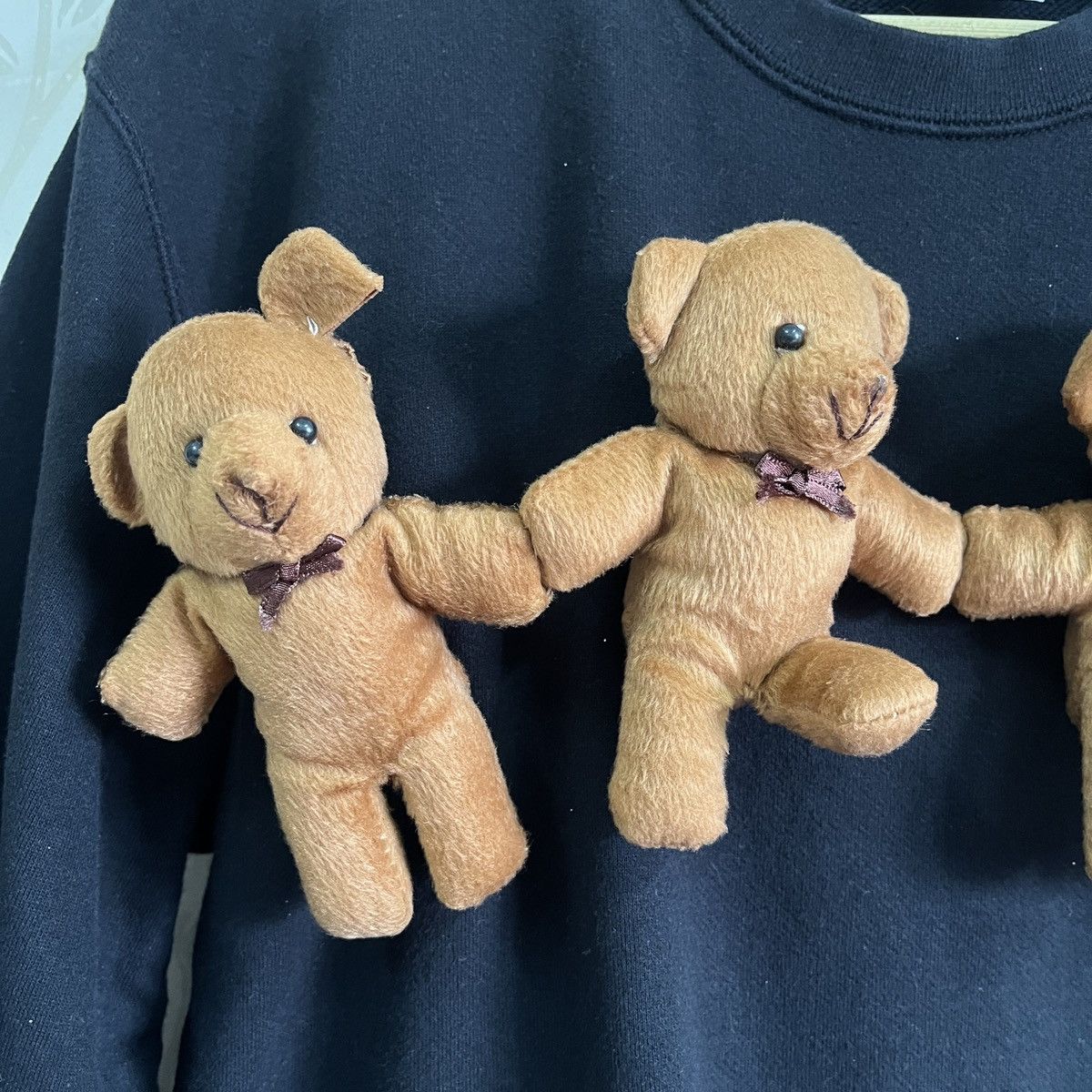 Designer - Rare Mini Teddy Bear Distressed Black Crewneck Sweater - 7