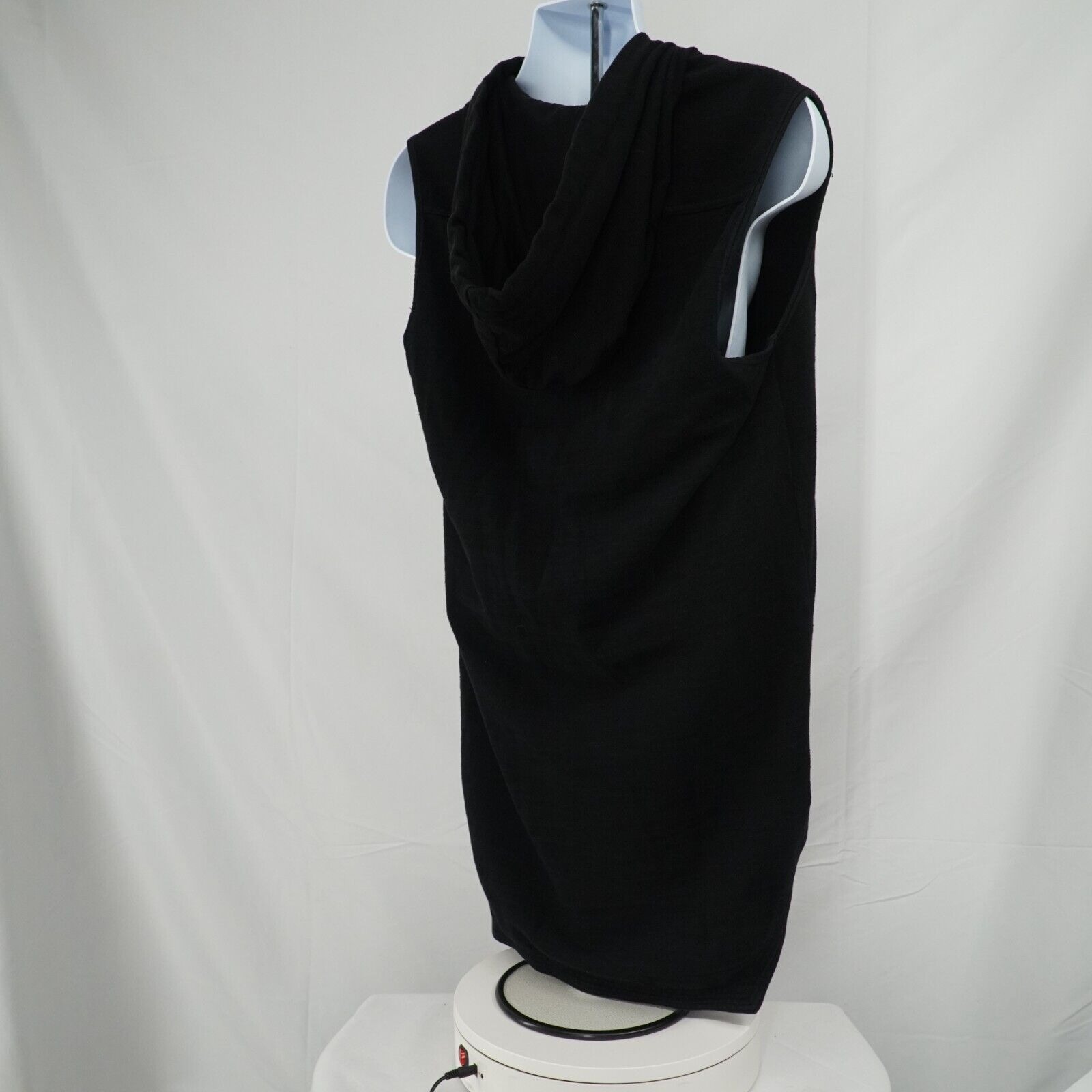 Black Zip Up Sleeveless Jacket Hoodie Cotton - Medium - 16