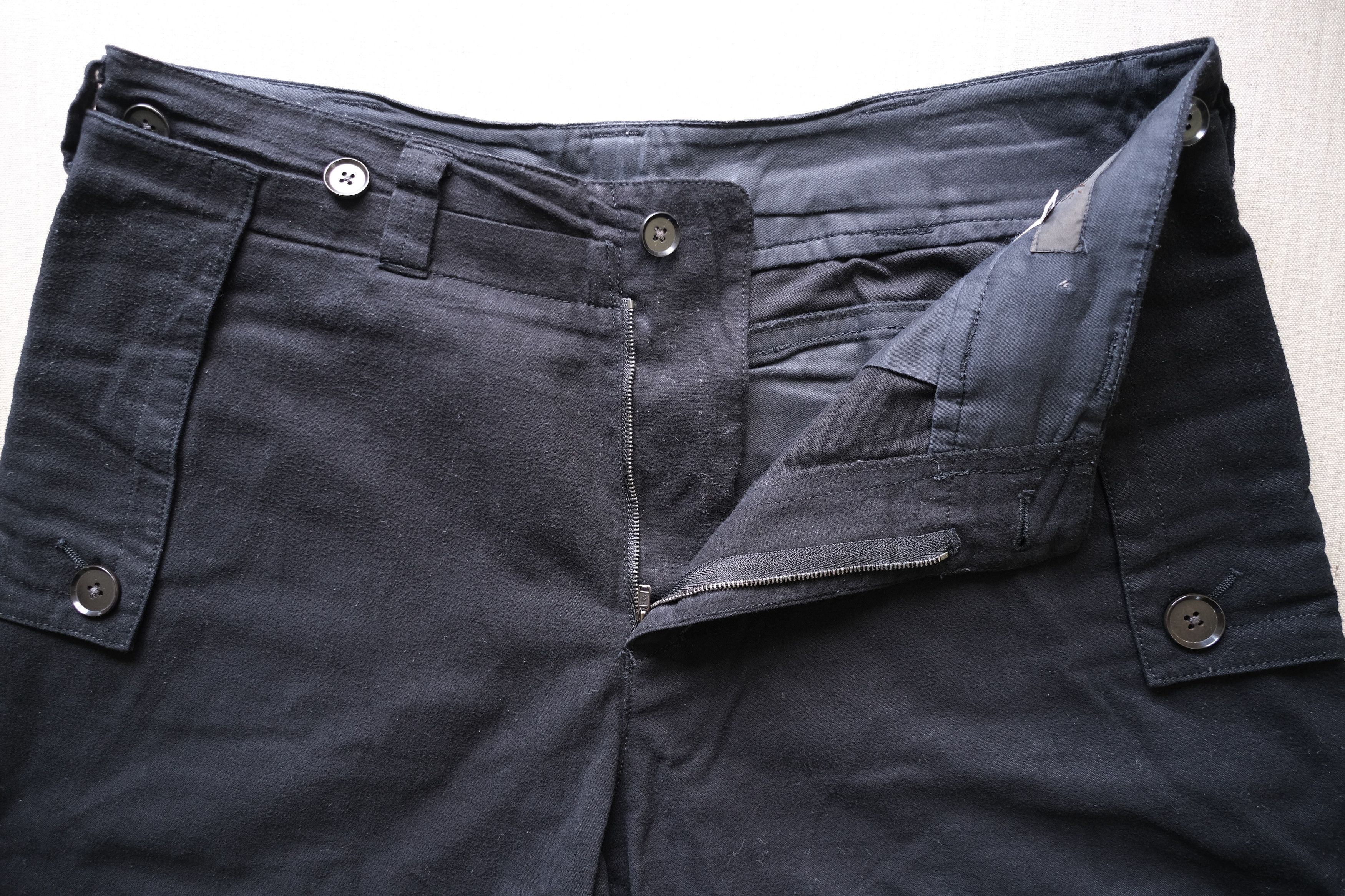 2000s Linen-Cotton Hem Button and Shadowbox Knee Pants - 9