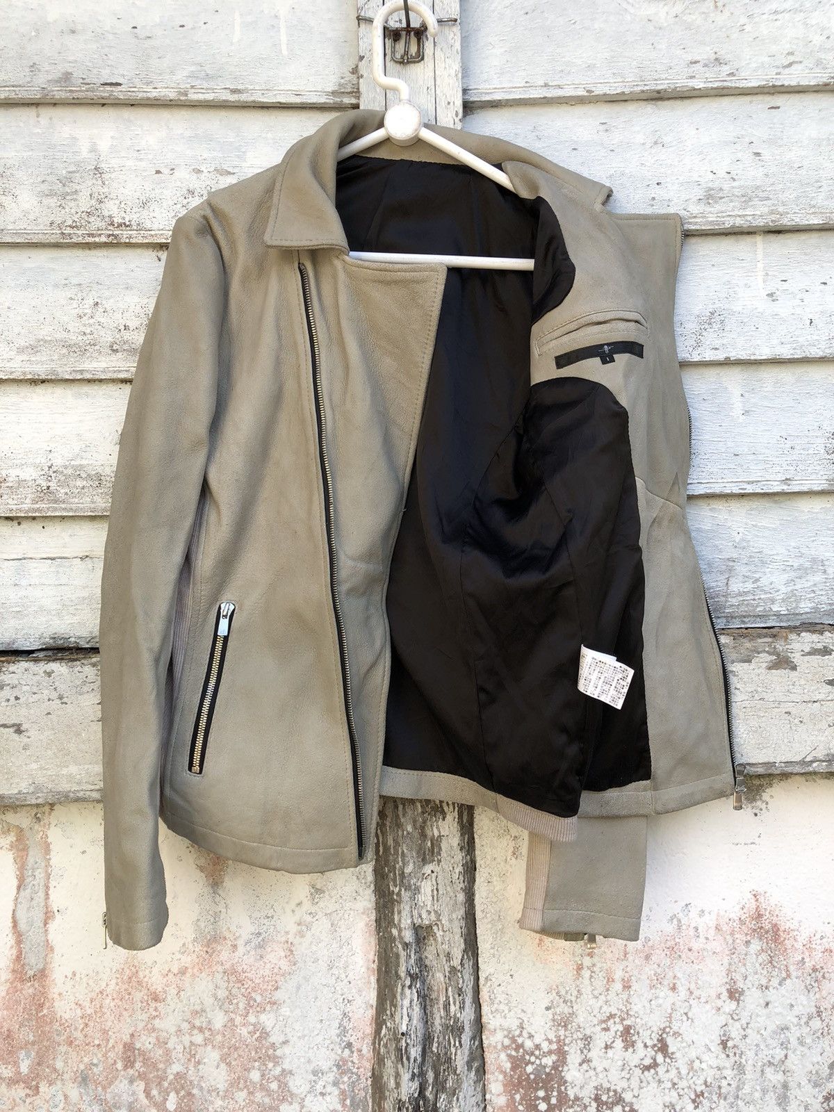 No Id Goat Leather Hybrid Asymetrical Jacket - 5