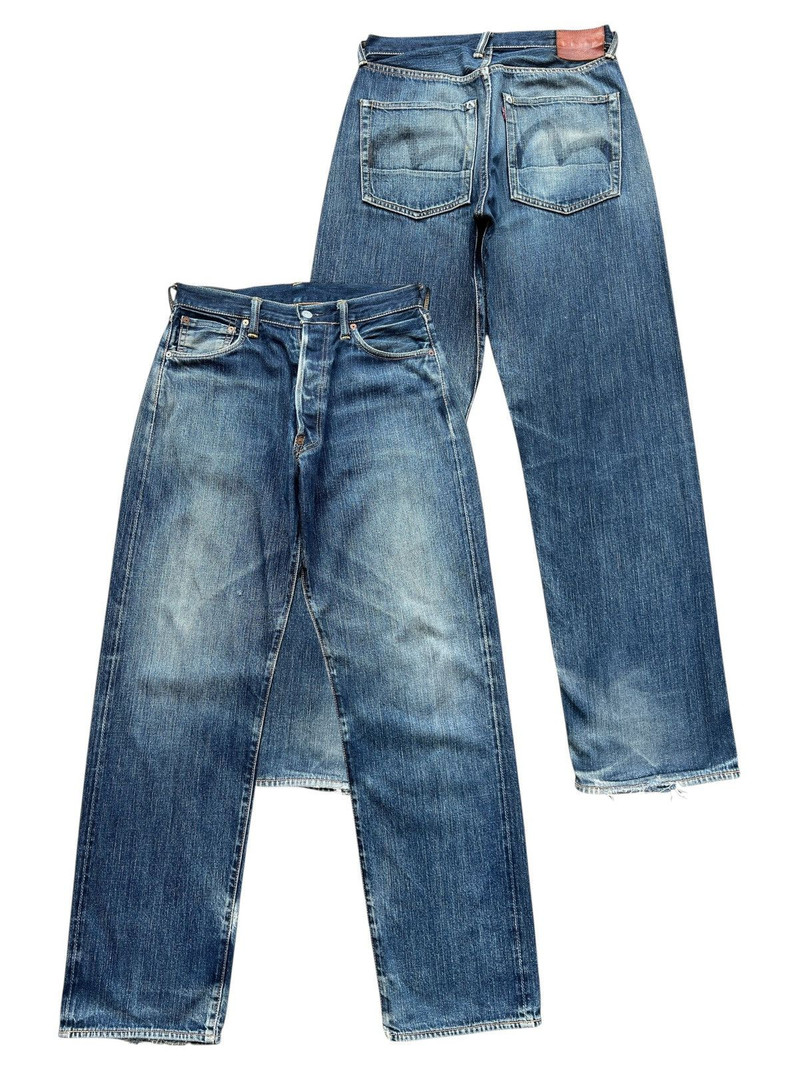 Vintage 90s Evisu Seagul Selvedge Faded Denim Jeans 31x33 - 1