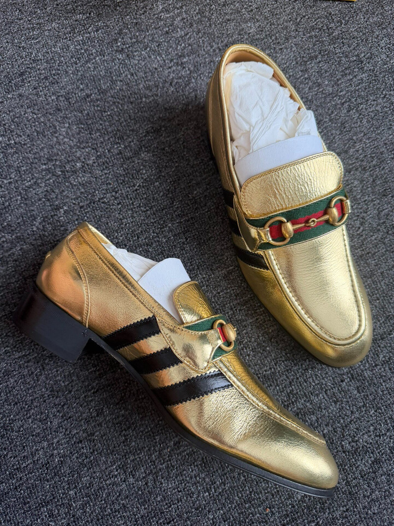 Gucci Adidas X Gold Clog Leather Loafers - 1
