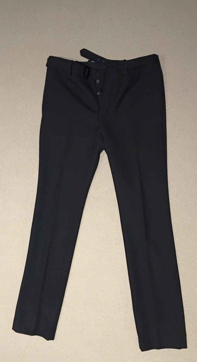 Warm wool pants with half embedded belt - 1