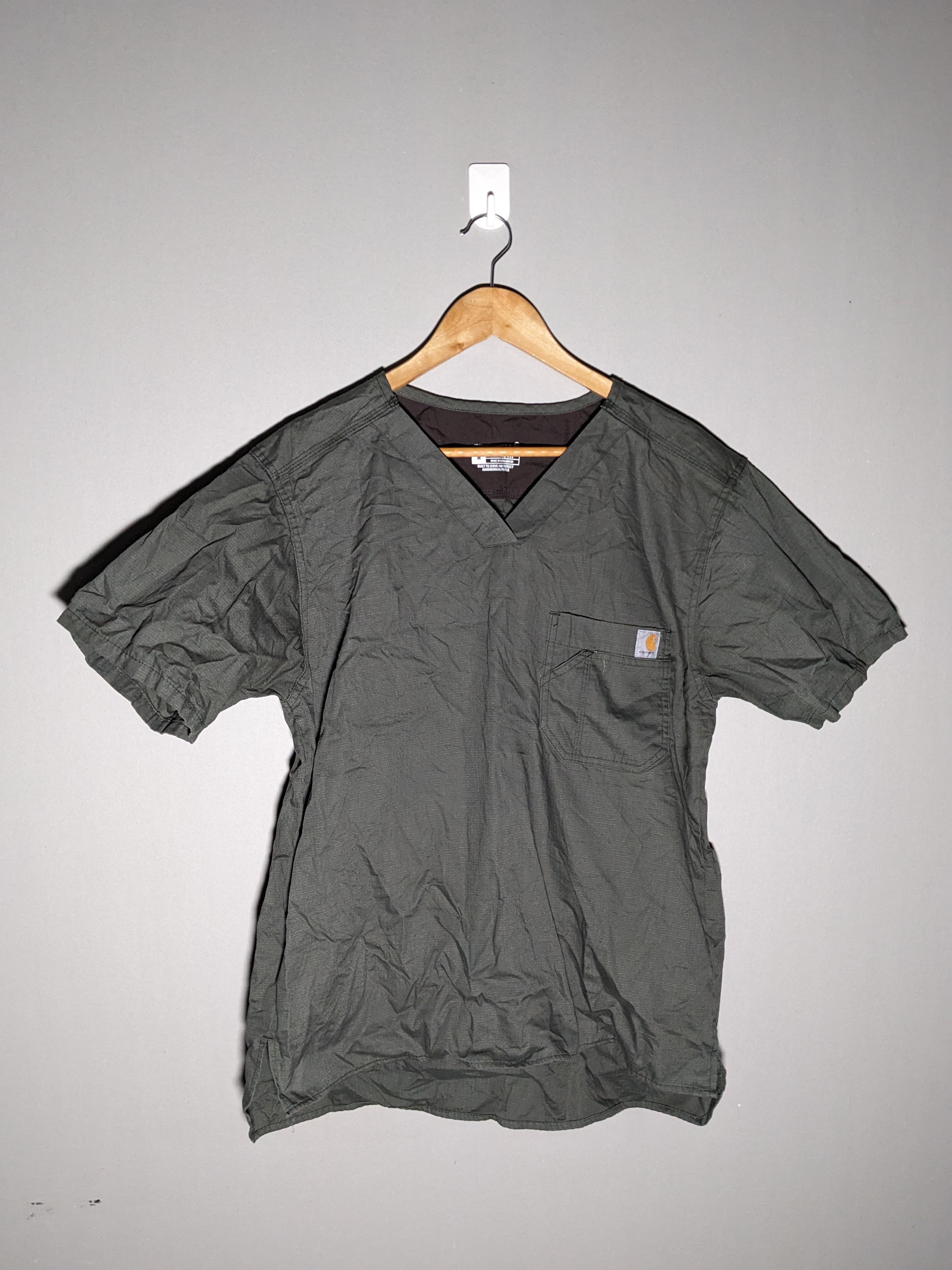 Carhartt Scrub Shirt Top Army Green Size M - 1