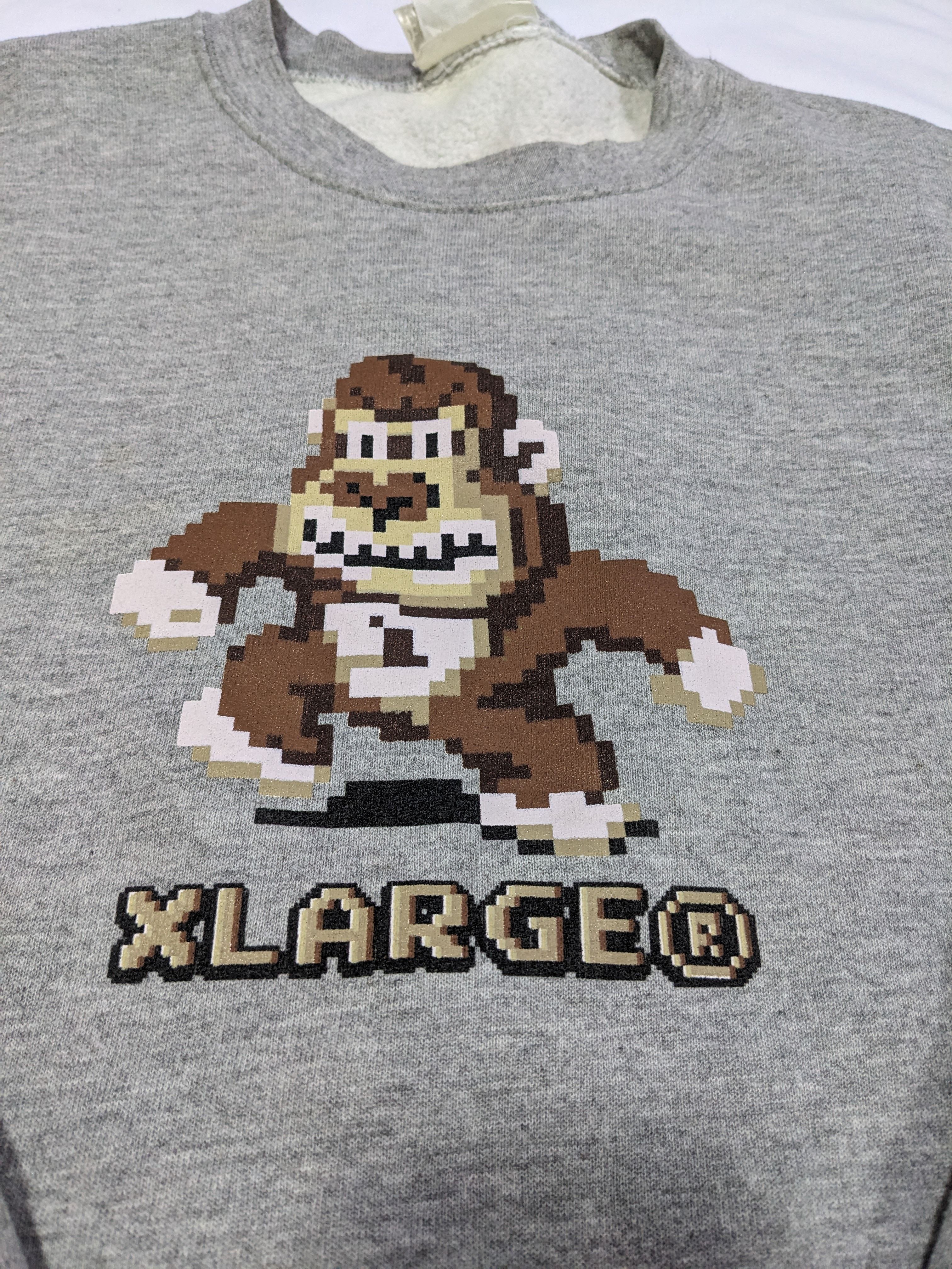 Vintage XLarge Pixelated Ape Gray Mens Sweatshirt Pixel - 3