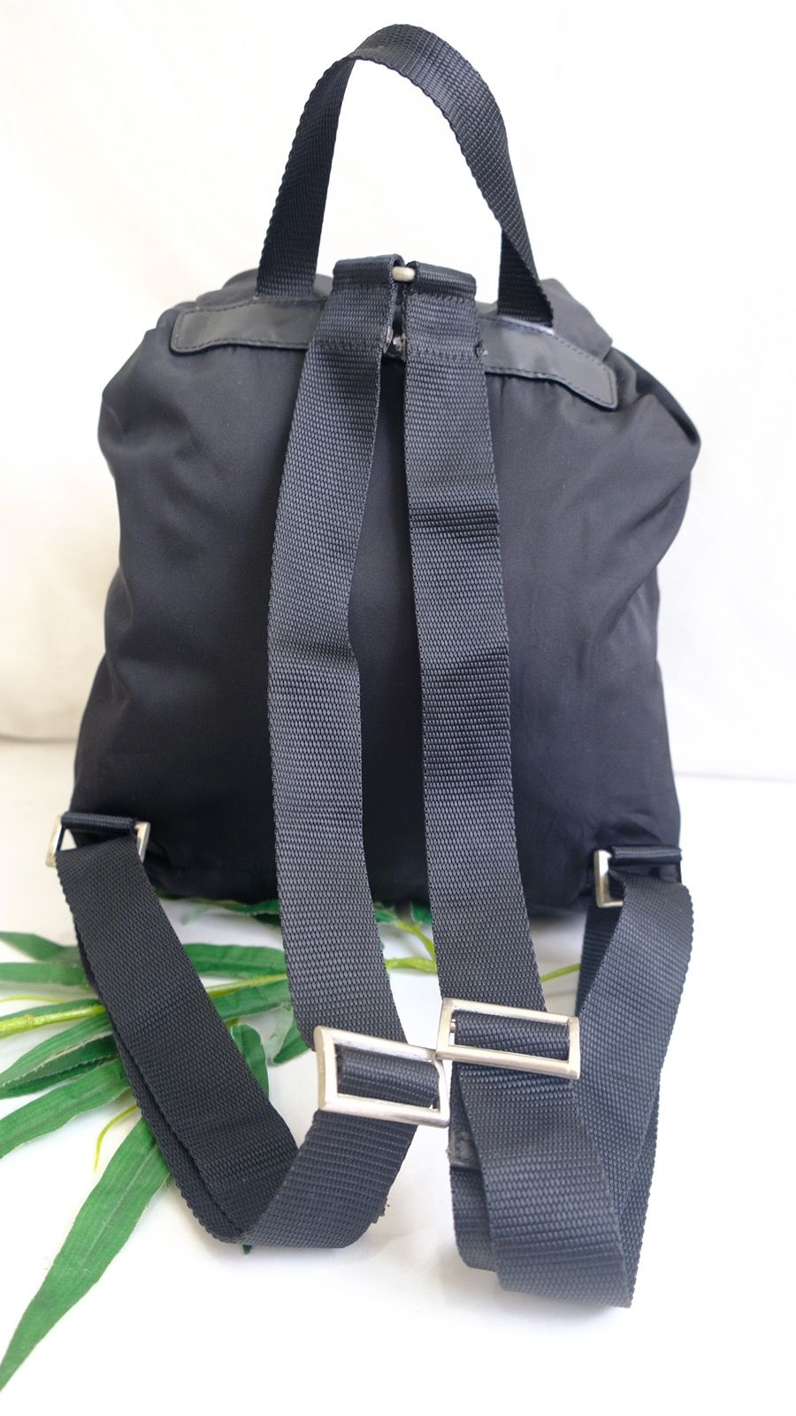 Authentic prada backpack black nylone double pocket - 3