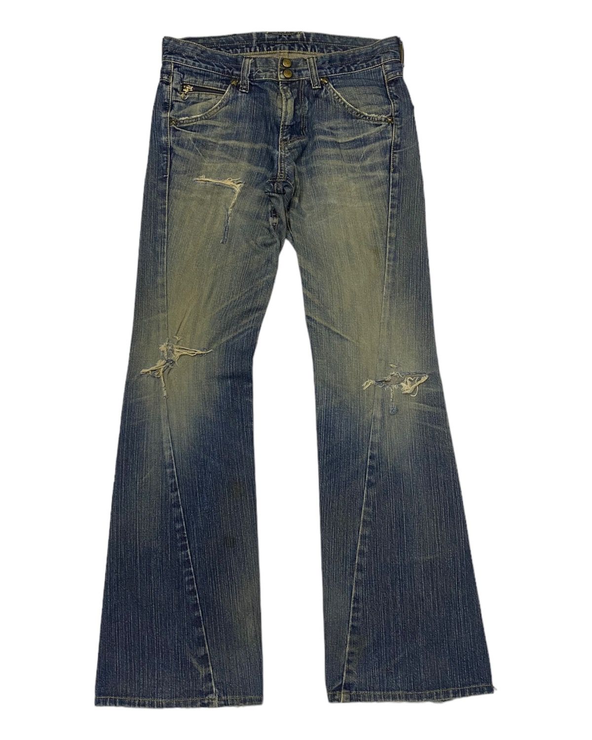 🔥LEE FLARE TWISTED DISTRESSED DENIM JEANS BOOTCUT FLARED - 1