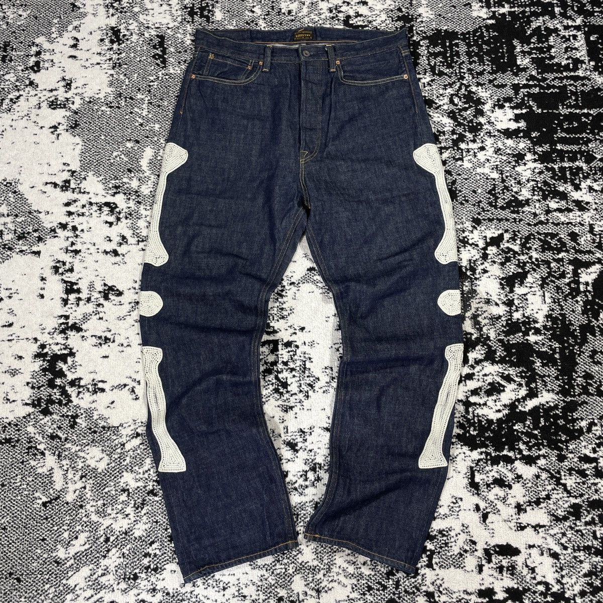 KAPITAL KOUNTRY OKAGILLY SKELETON BONES DENIM PANTS - 5