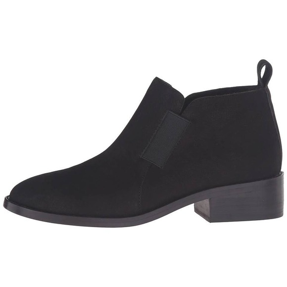 Eileen Fisher Mood Ankle Boots Pull On Heeled Pointed Toe Nubuck Leather Black 7 - 2