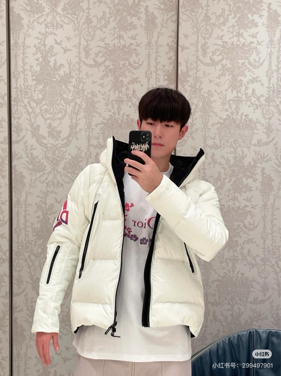 Dior x Descente ski series logo letter print lining dark pattern hooded down jacket - 5
