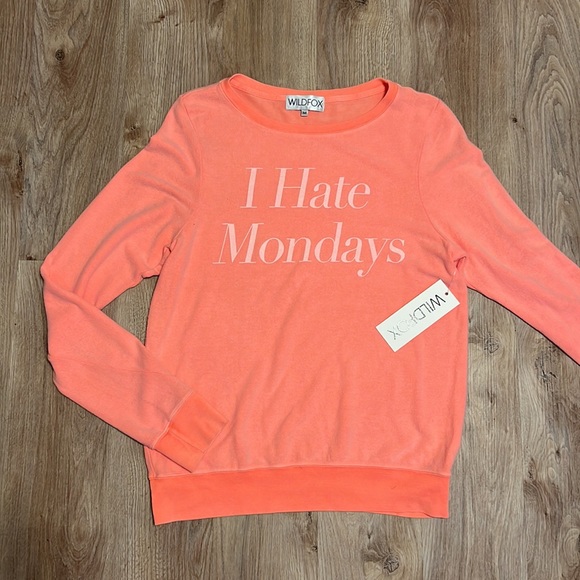 Wildfox “I Hate Mondays” Bright Orange Brushed Hacci Sweatshirt - 7