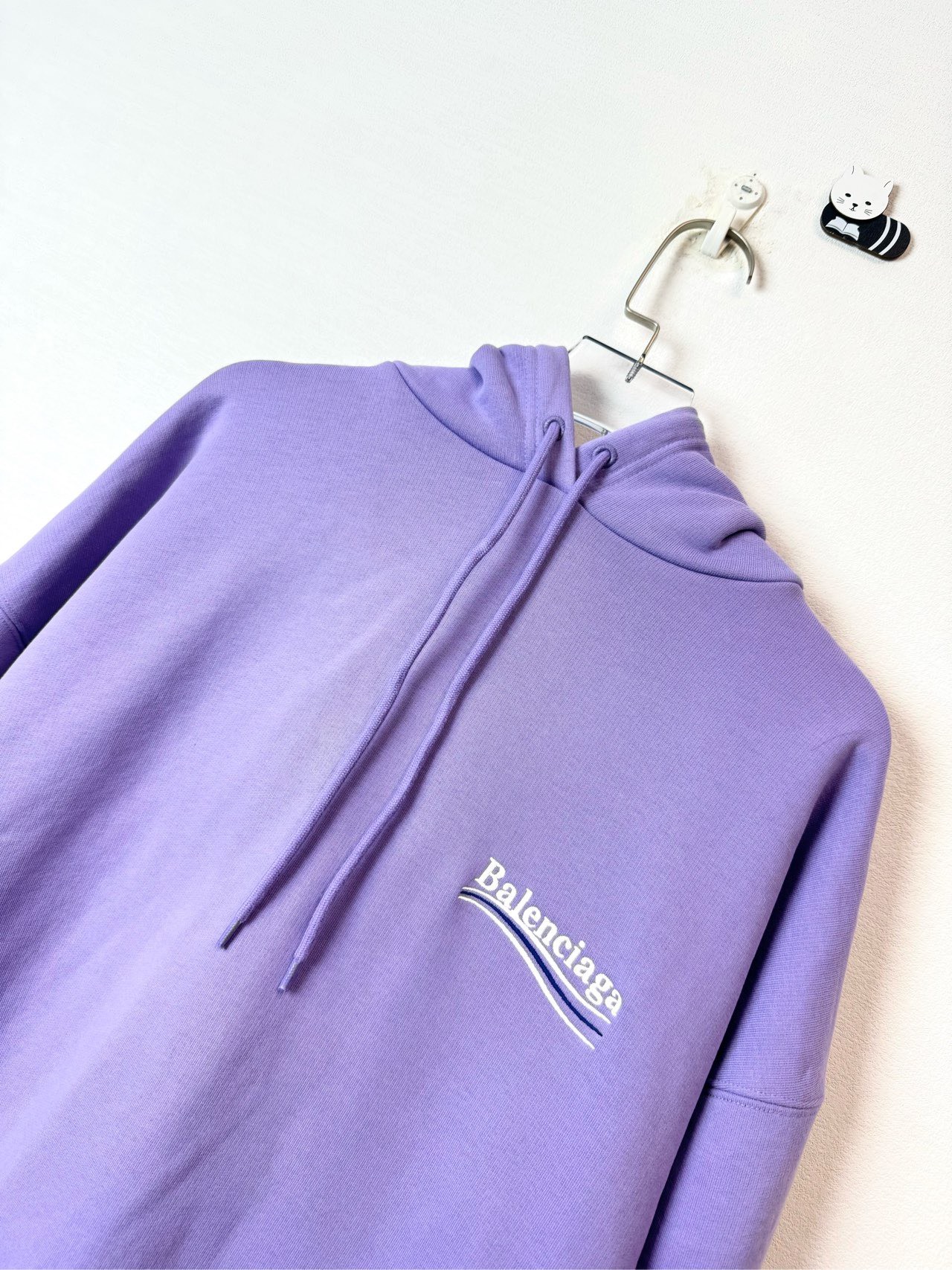Balenciaga purple knitted logo lettering hoodie - 2