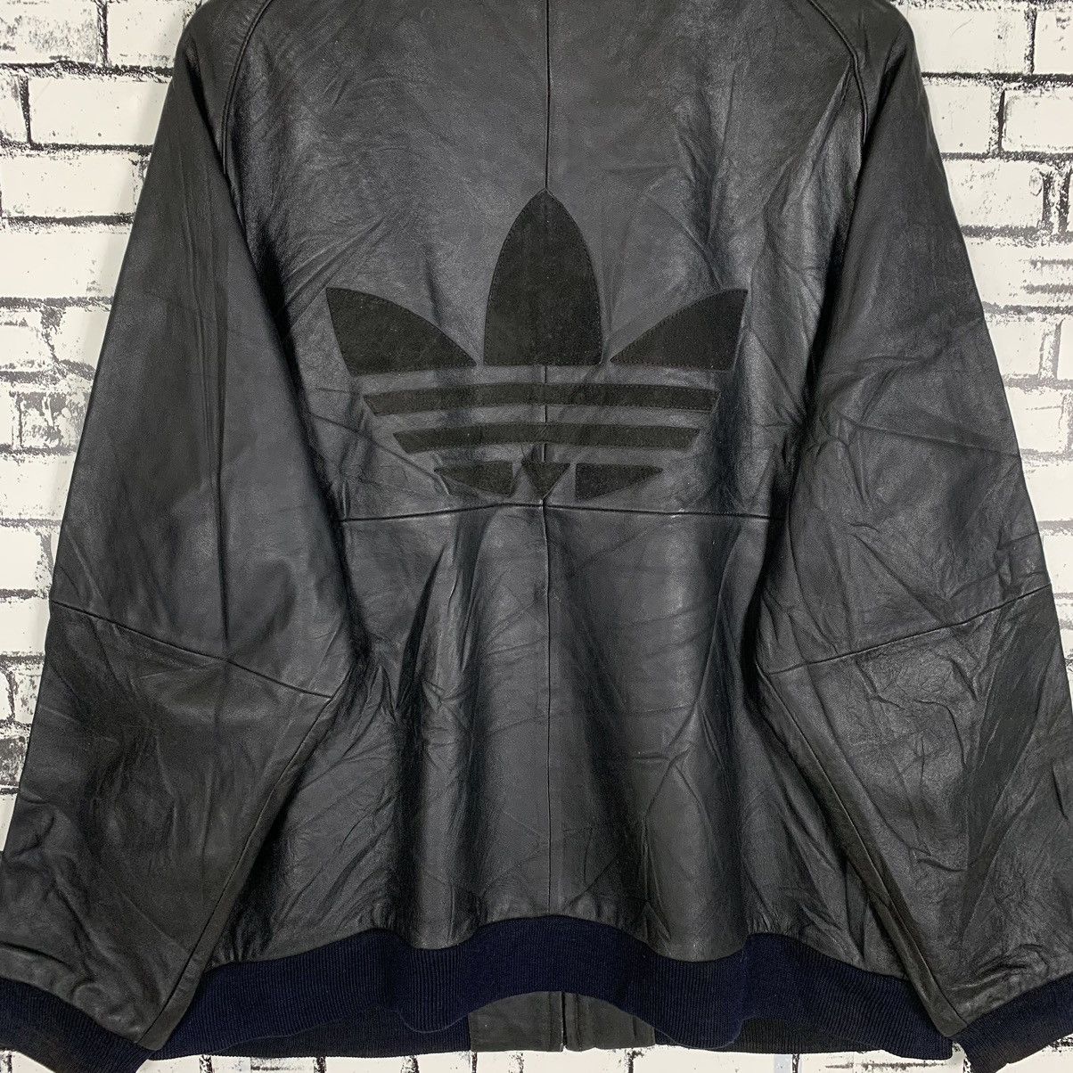 Adidas 3 Stripes Big Logo Leather Jacket - 12