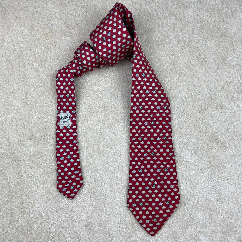 Hermes Silk Tie 7960 EA Birds and Clouds - 1