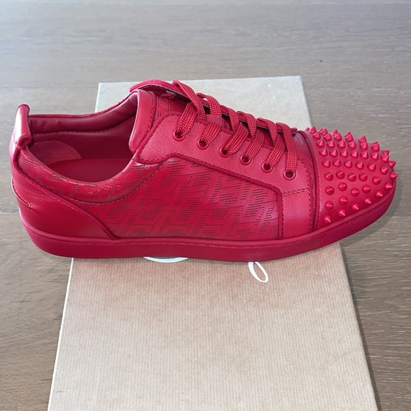 EUC - Christian Louboutin Red Louis Junior Spikes low-top sneaker Sz 45 - 4