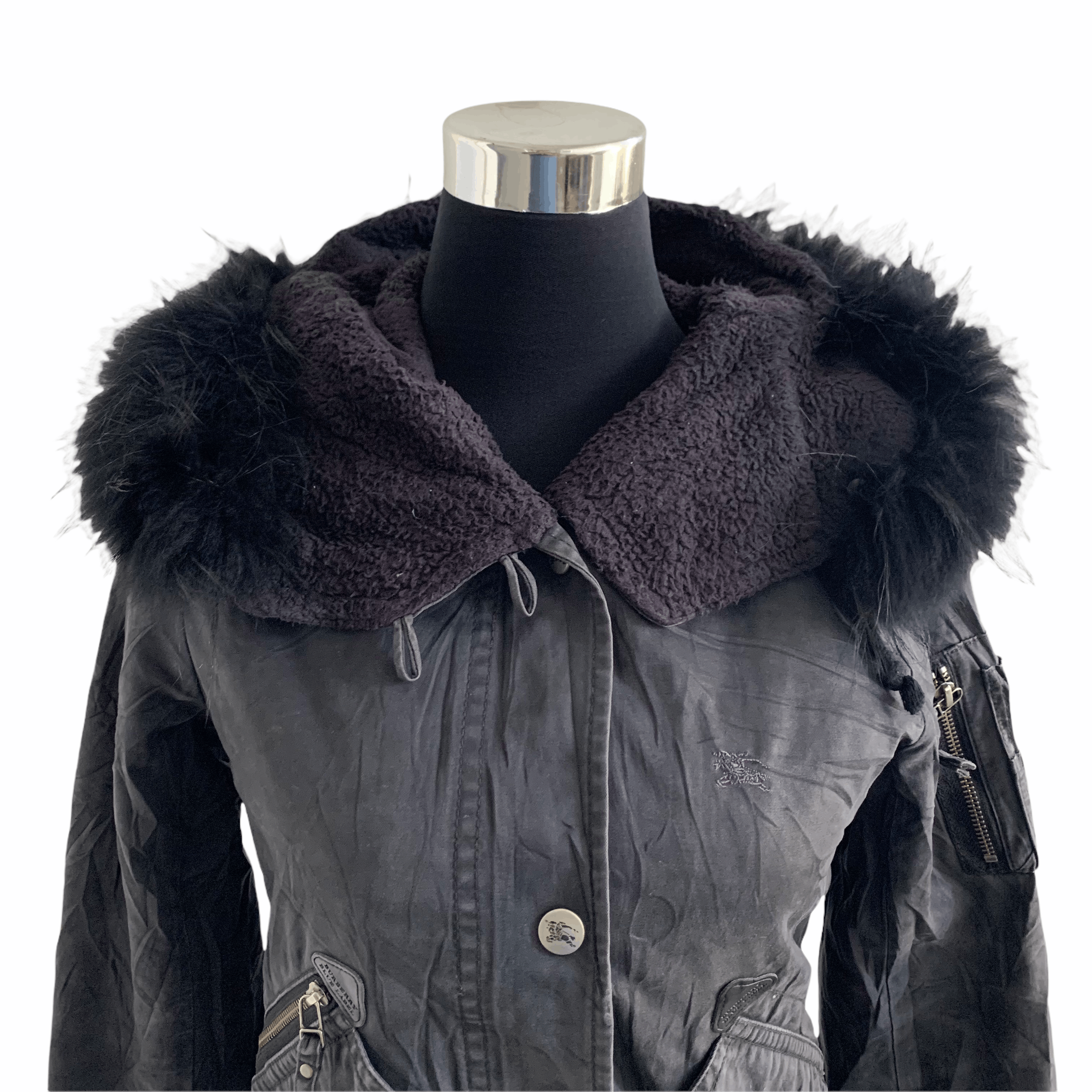 Burberry Blue Label Fur Hoodie Crop Jacket #3298-42 - 2