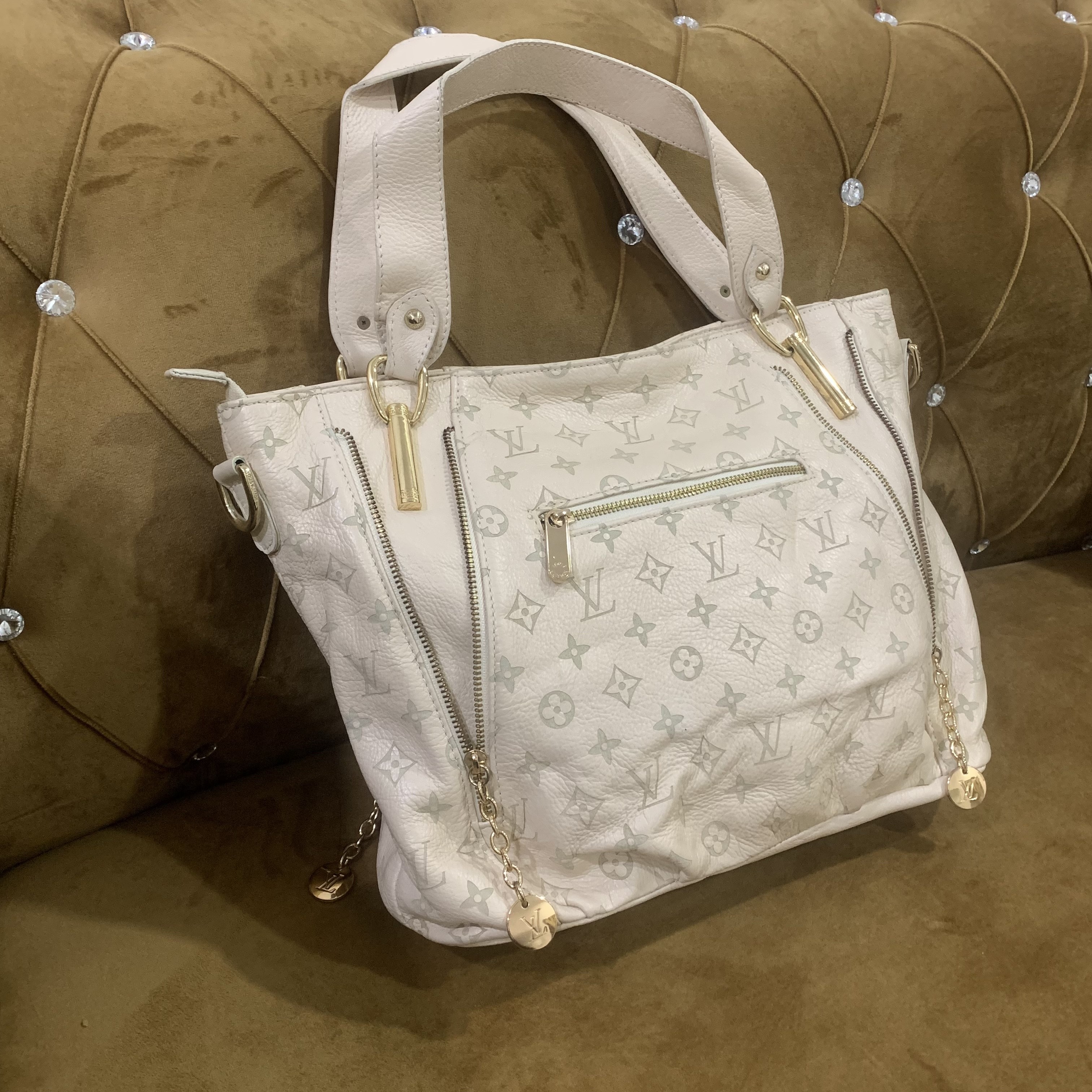 Louis Vuitton Cream Monogram Empreinte Leather Lumineuse Bag