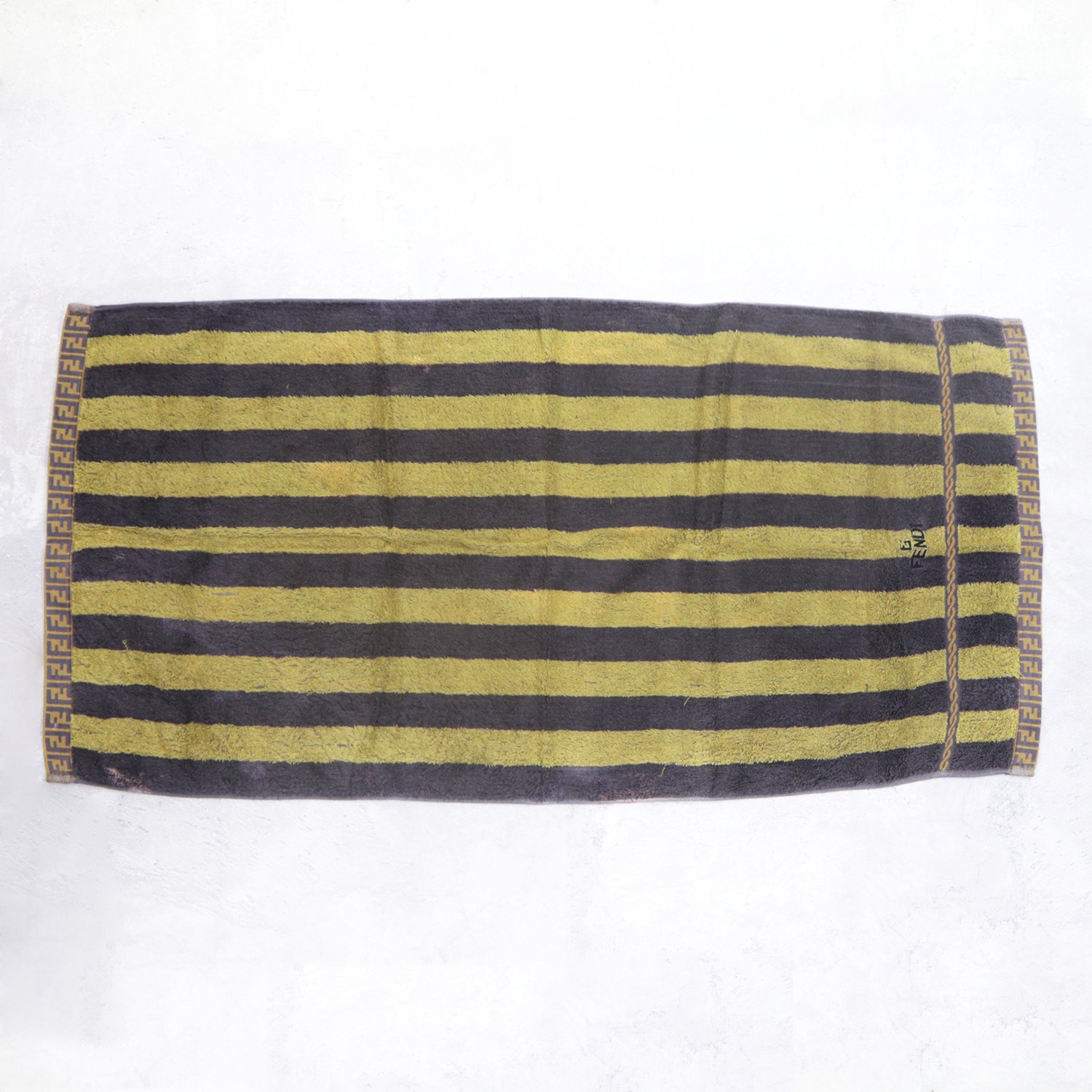 Vintage 90s FENDI Teleria Fendi Stripes Full Logo Towel - 2