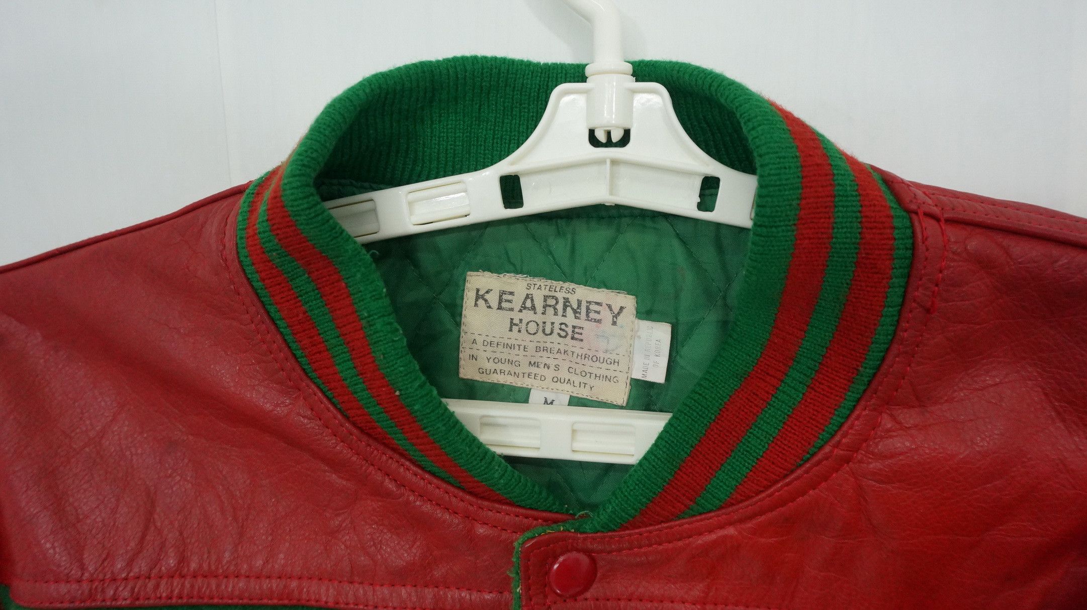 🔥Vintage🔥 KEARNEY HOUSE Leather Sleeve Varsity Jacket - 4